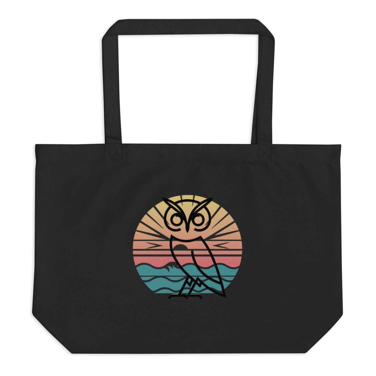 Owl Large Organic Tote Bag - Eco-Friendly Reusable Sustainable Tote Dudeily