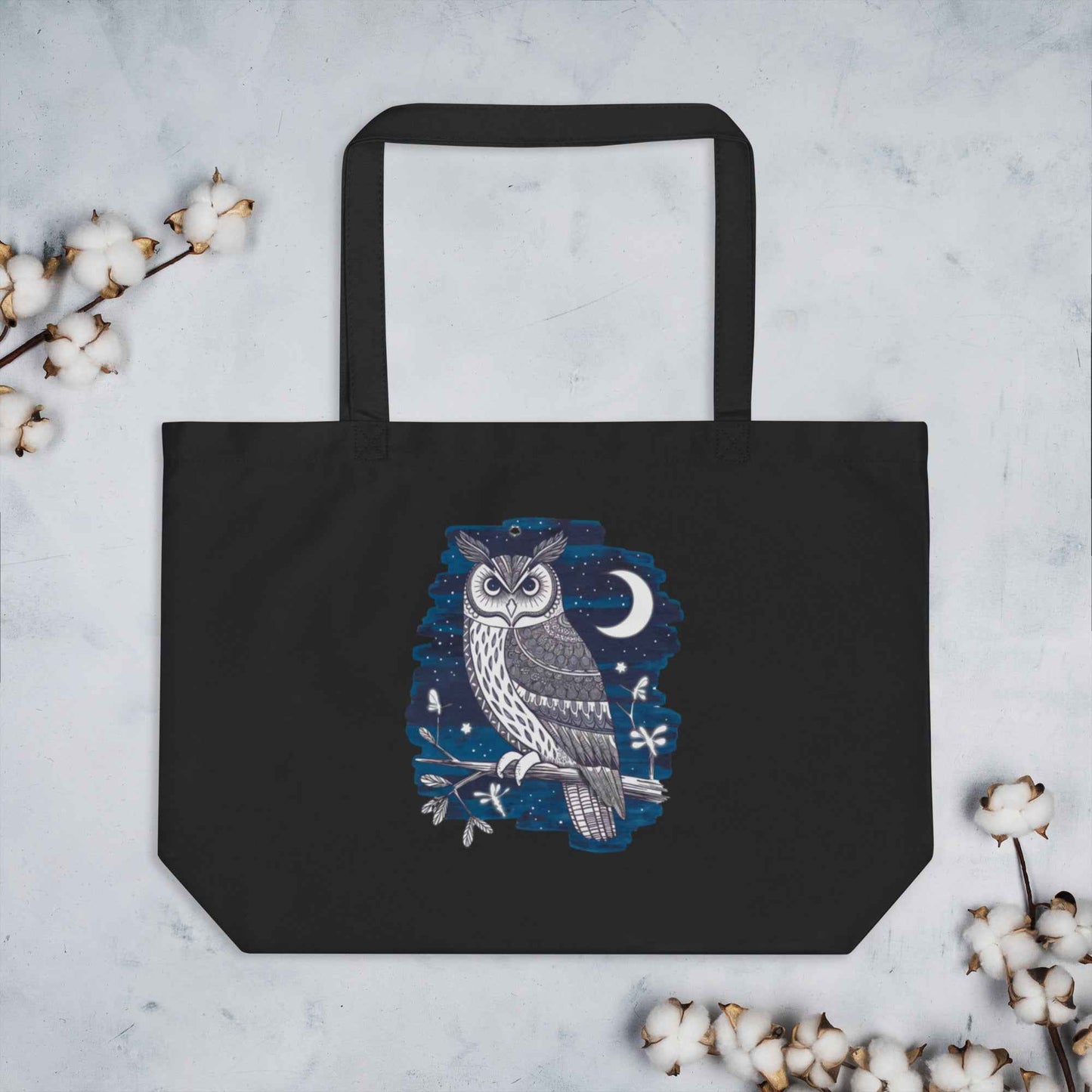 Owl Large Organic Tote Bag - Sustainable, Spacious, Perfect for Every Day Dudeily