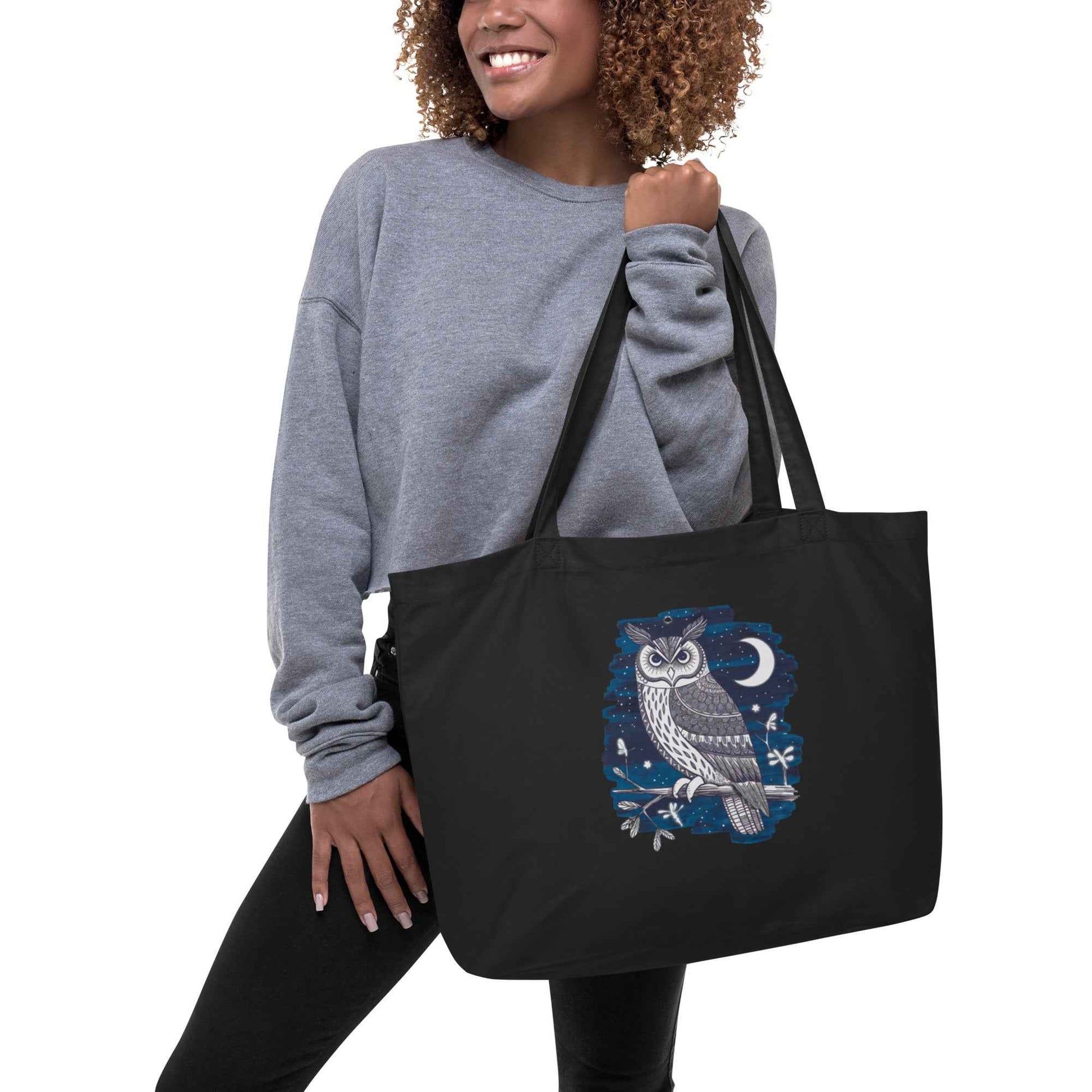 Owl Large Organic Tote Bag - Eco-Friendly, Durable & Spacious Dudeily