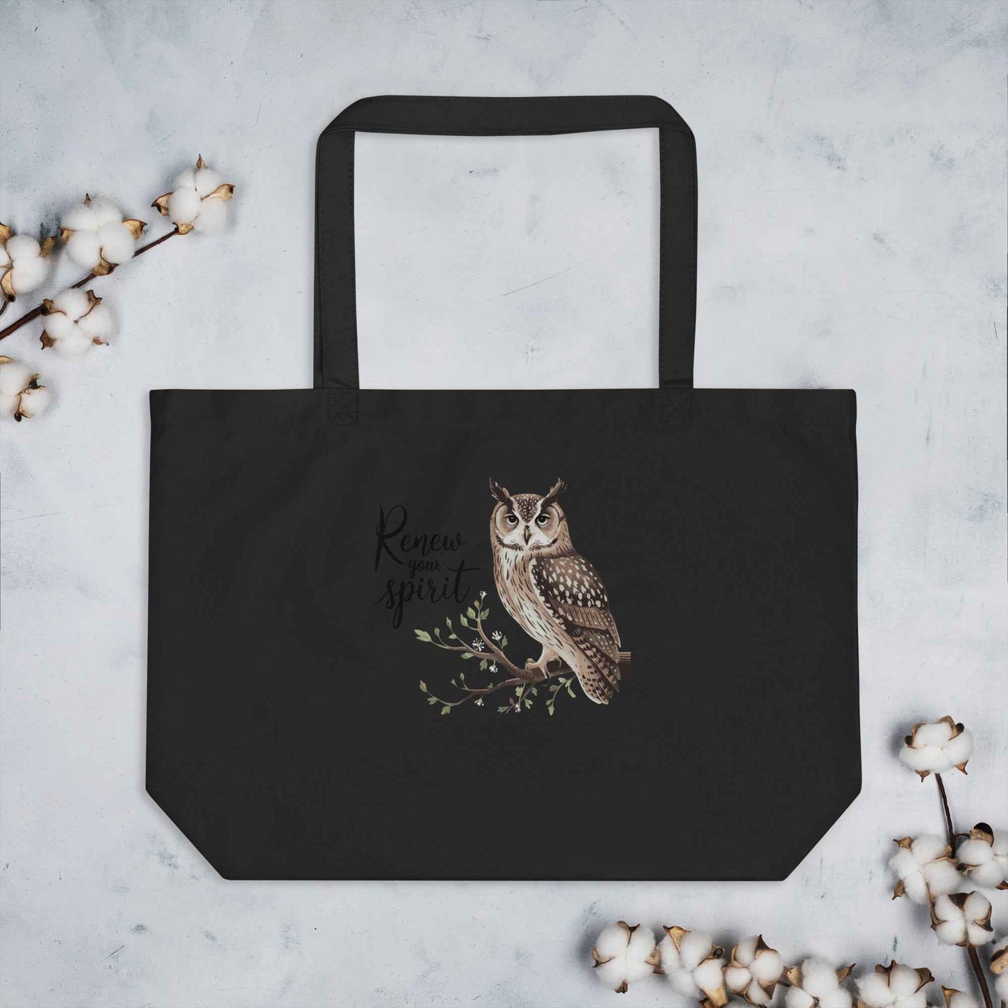 Large Organic Tote Bag: Owl Themed Eco-Friendly, Spacious, and Built to Last Dudeily