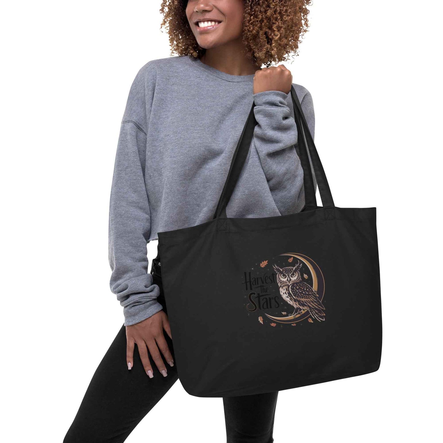 Large Organic Tote Bag: Owl Themed Spacious, Durable, and Eco-Friendly for Every Day Dudeily