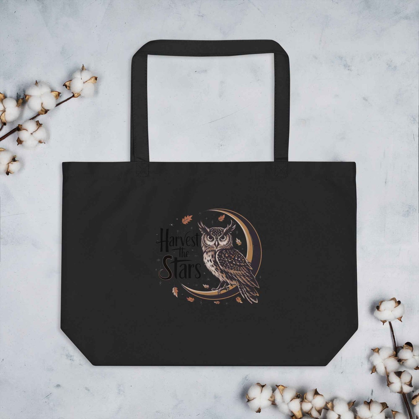 Large Organic Tote Bag: Owl Themed Spacious, Durable, and Eco-Friendly for Every Day Dudeily