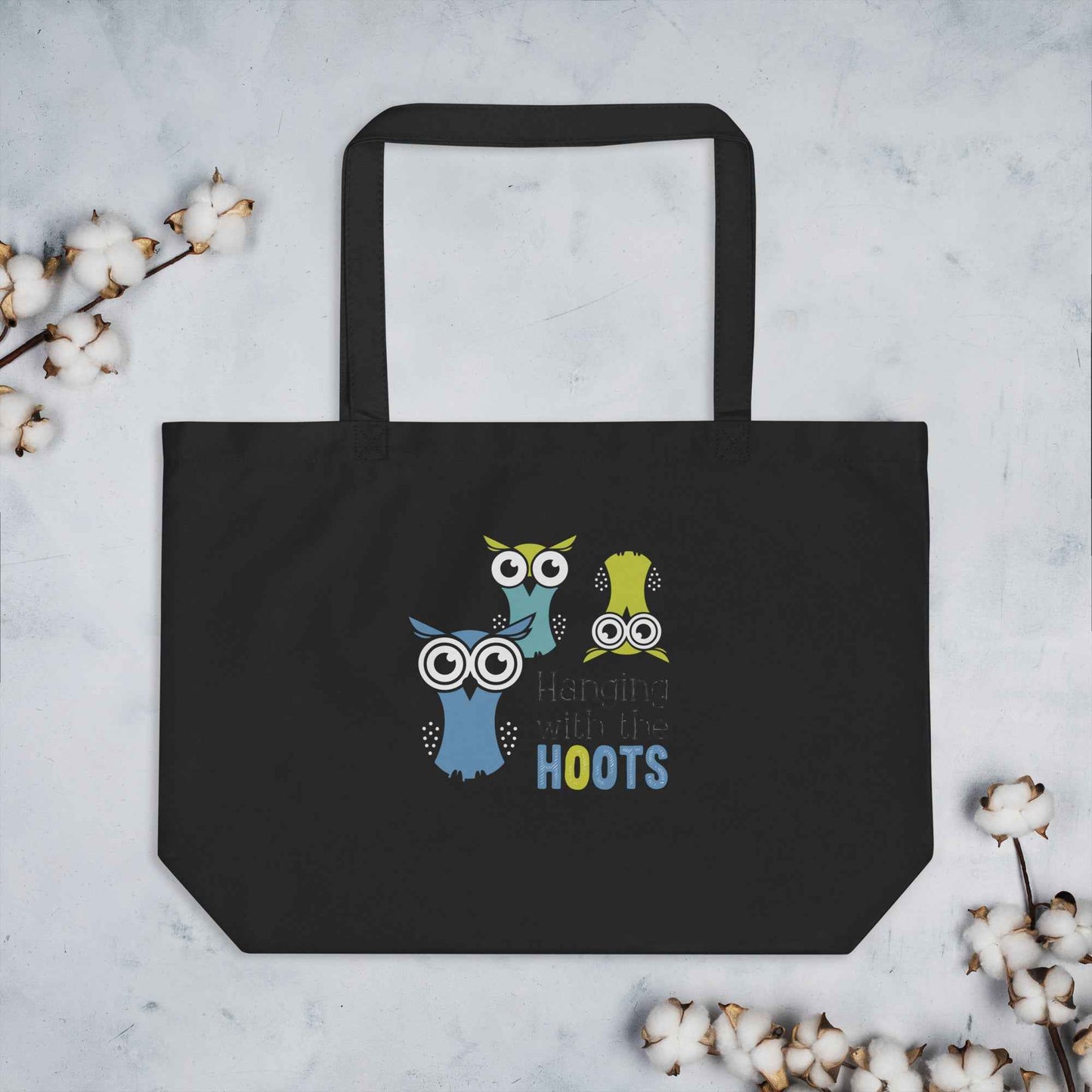 Large Organic Tote Bag: Owl Themed Spacious, Durable, and Eco-Friendly for All Your Essentials Dudeily