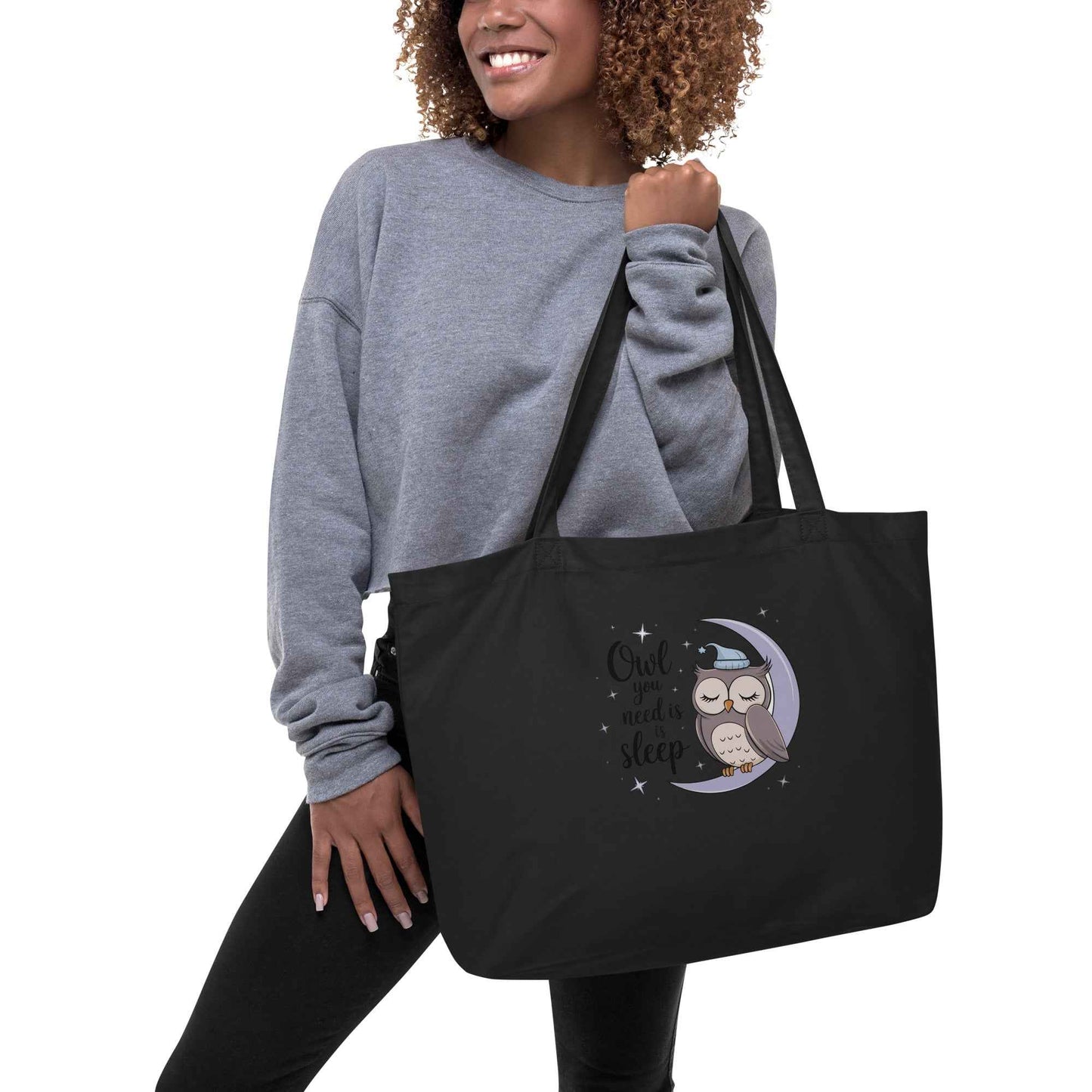 Large Organic Tote Bag: Owl Themed Eco-Friendly, Spacious, and Durable for Every Day Dudeily