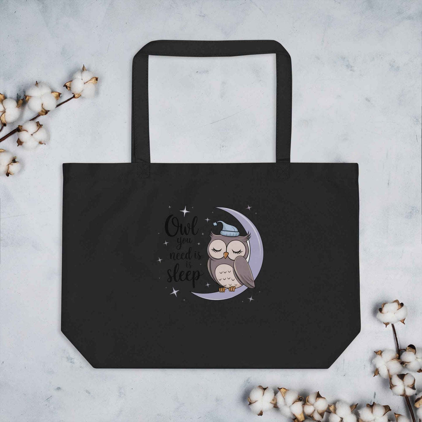 Large Organic Tote Bag: Owl Themed Eco-Friendly, Spacious, and Durable for Every Day Dudeily