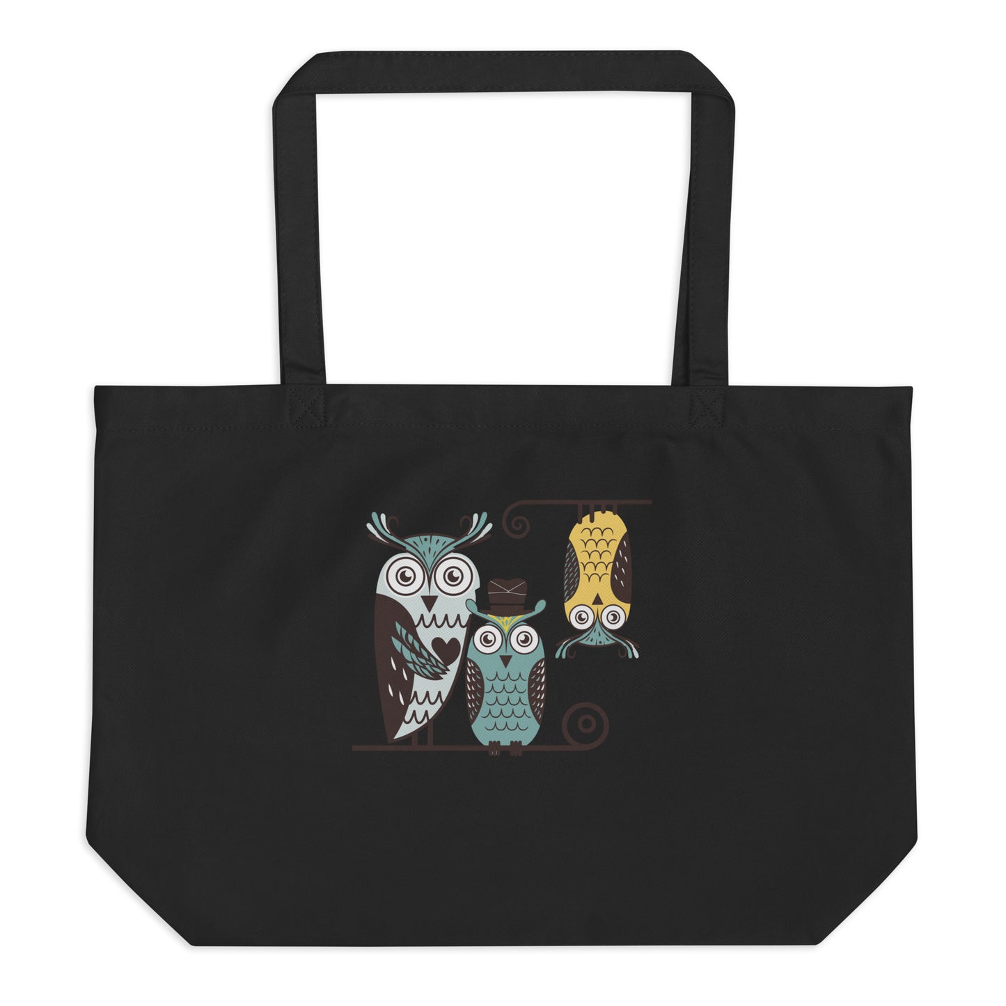 Large Organic Tote Bag: Owl Themed Spacious, Durable, and Eco-Friendly for Your Daily Essentials Dudeily