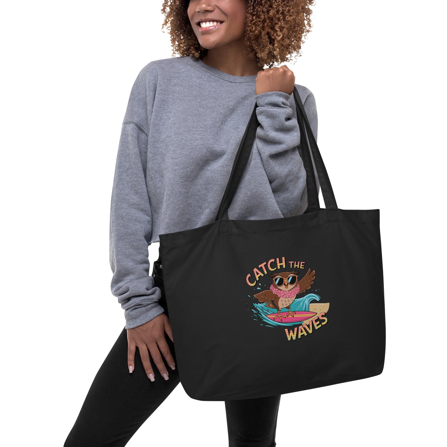 Large Organic Tote Bag: Owl Themed Spacious, Sustainable, and Durable for Everyday Use Dudeily