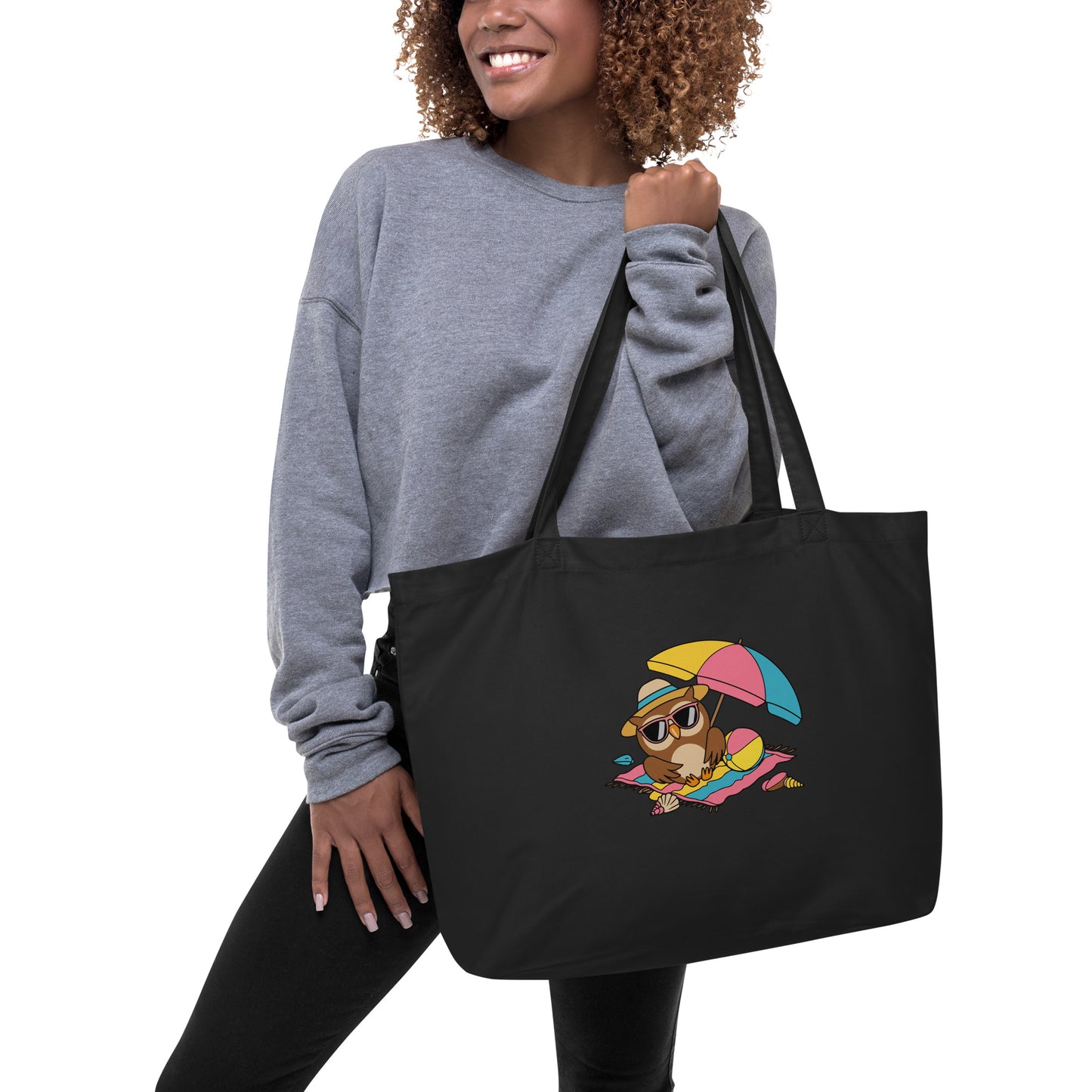 Large Organic Tote Bag - Owl Themed Eco-Friendly, Reusable, Stylish Shopping Bag Dudeily