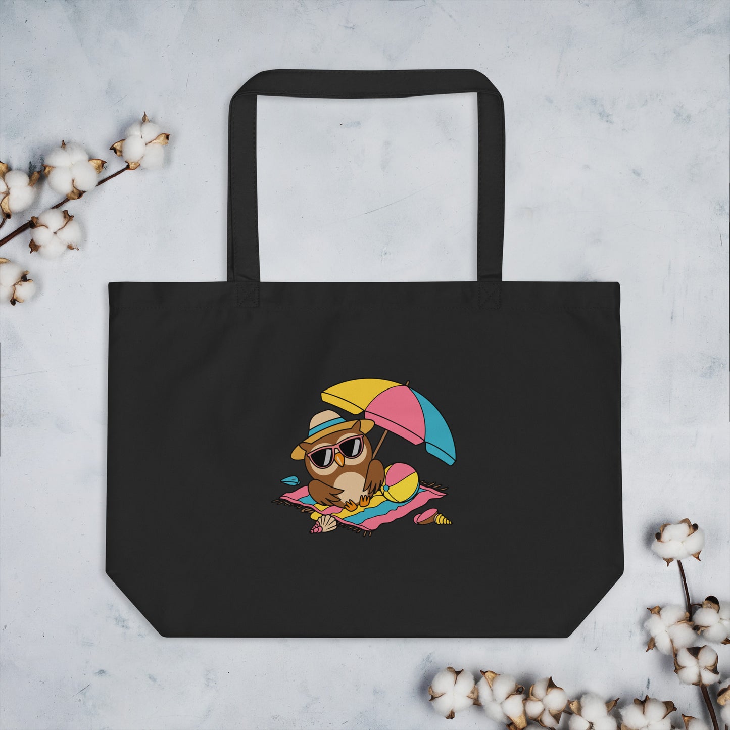 Large Organic Tote Bag - Owl Themed Eco-Friendly, Reusable, Stylish Shopping Bag Dudeily