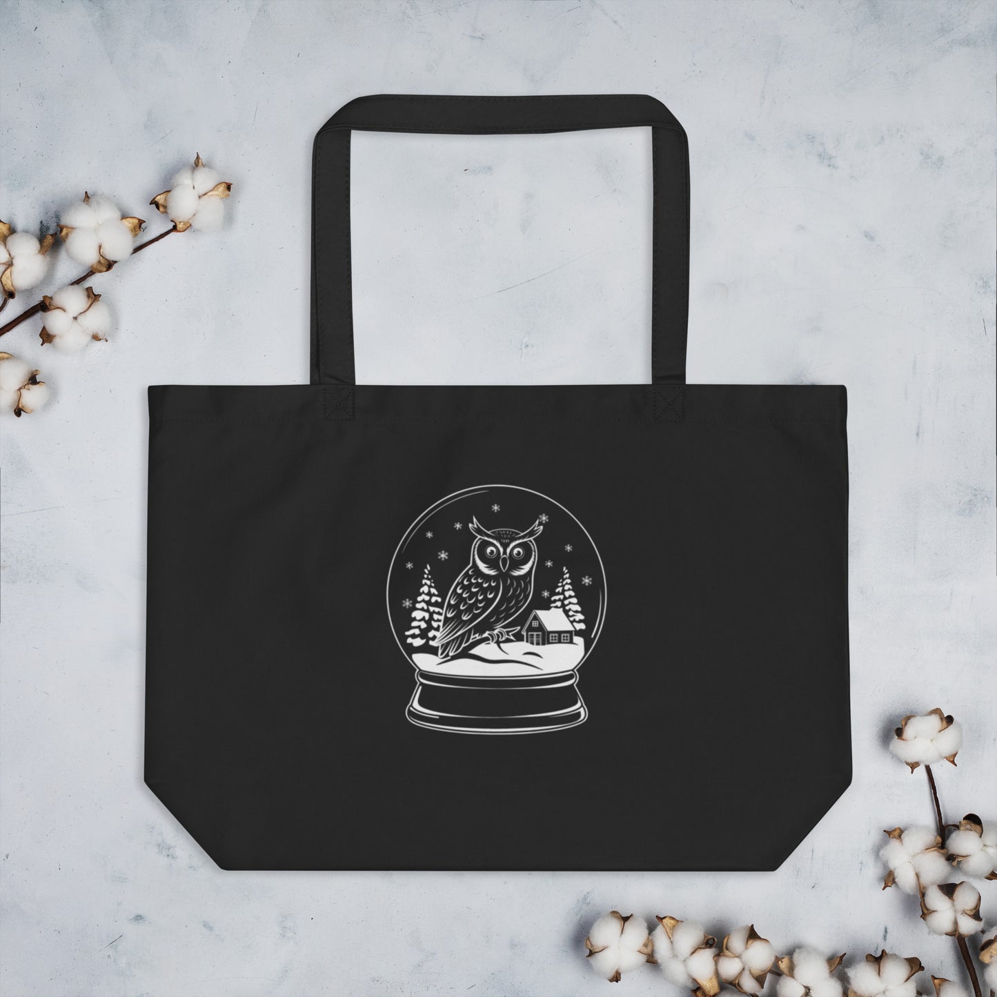 Large Organic Tote Bag: Owl Themed Spacious, Durable, and Eco-Friendly for Everyday Use Dudeily