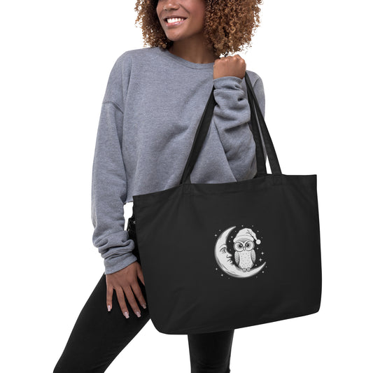 Large Organic Tote Bag: Owl Themed Spacious, Durable, and Eco-Friendly for Everyday Use Dudeily