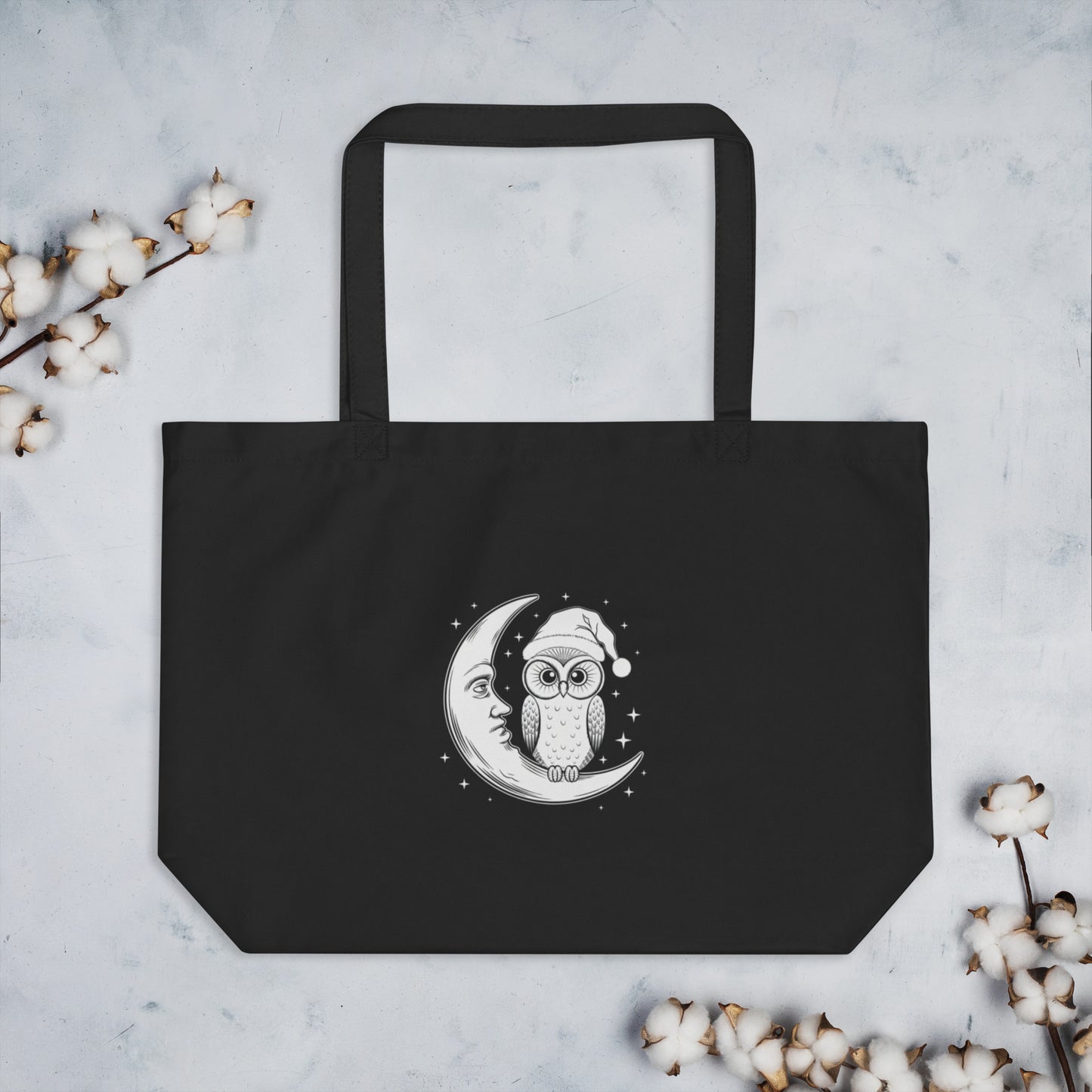 Large Organic Tote Bag: Owl Themed Spacious, Durable, and Eco-Friendly for Everyday Use Dudeily