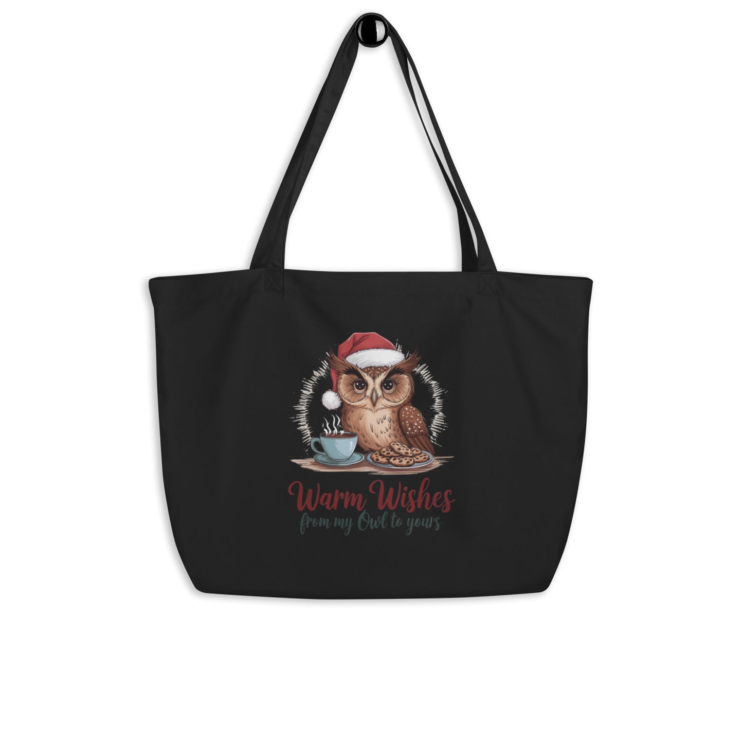 Large Organic Tote Bag: Owl Themed Spacious, Durable, and Eco-Friendly for Everyday Use Black Dudeily