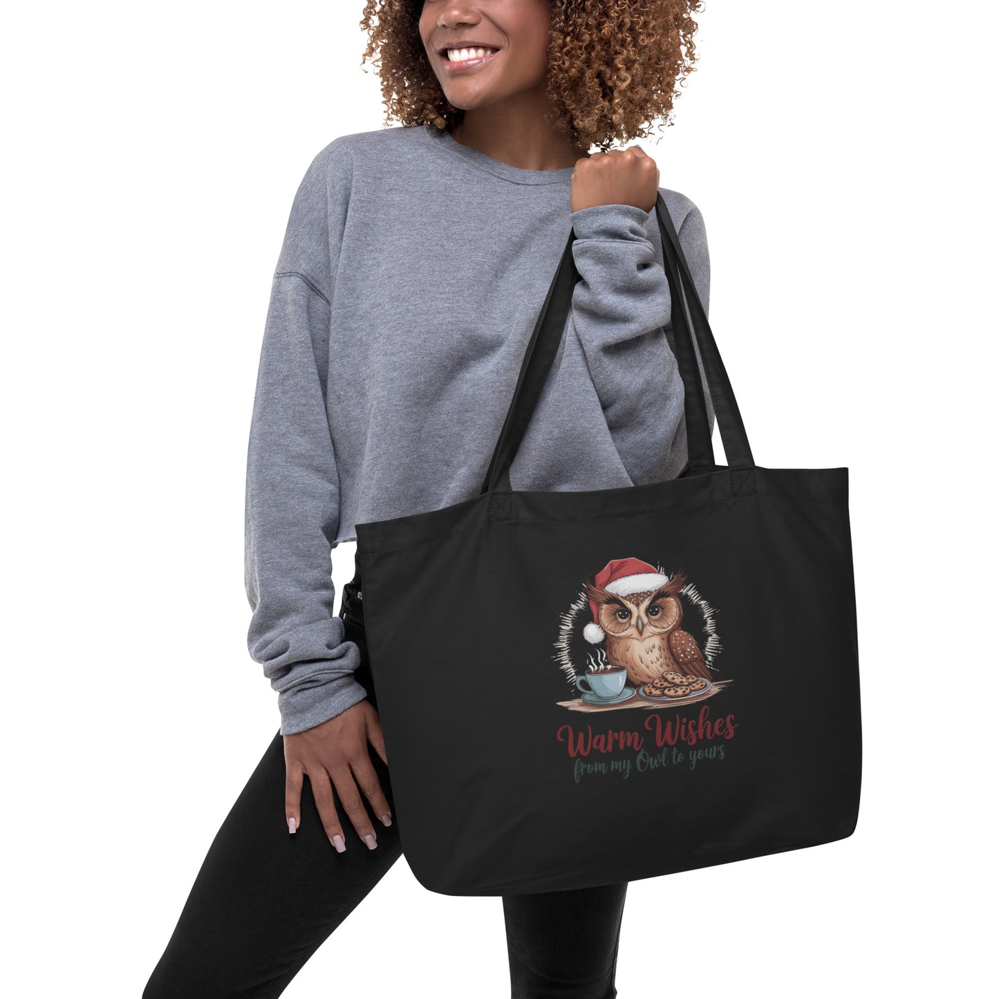 Large Organic Tote Bag: Owl Themed Spacious, Durable, and Eco-Friendly for Everyday Use Dudeily
