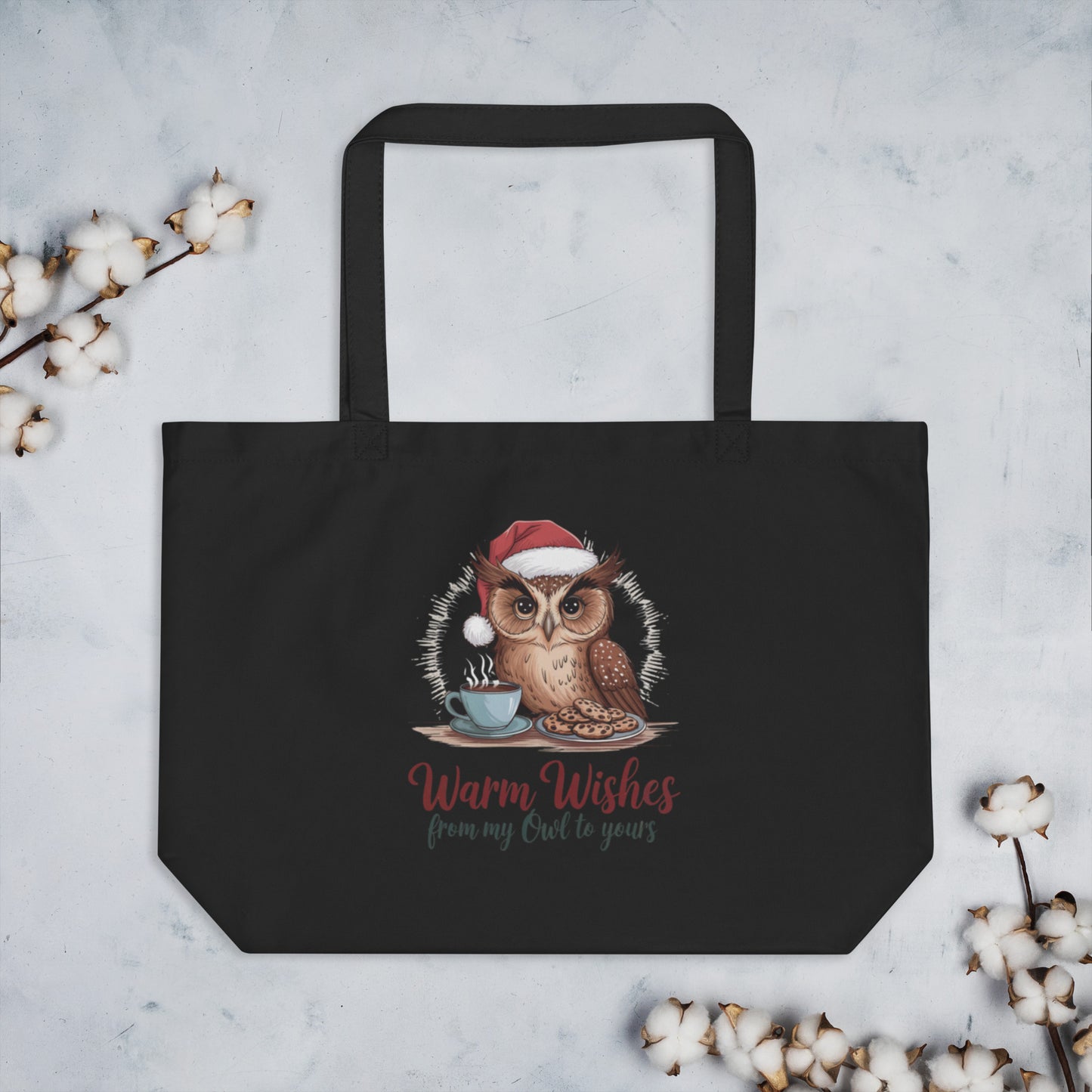 Large Organic Tote Bag: Owl Themed Spacious, Durable, and Eco-Friendly for Everyday Use Dudeily