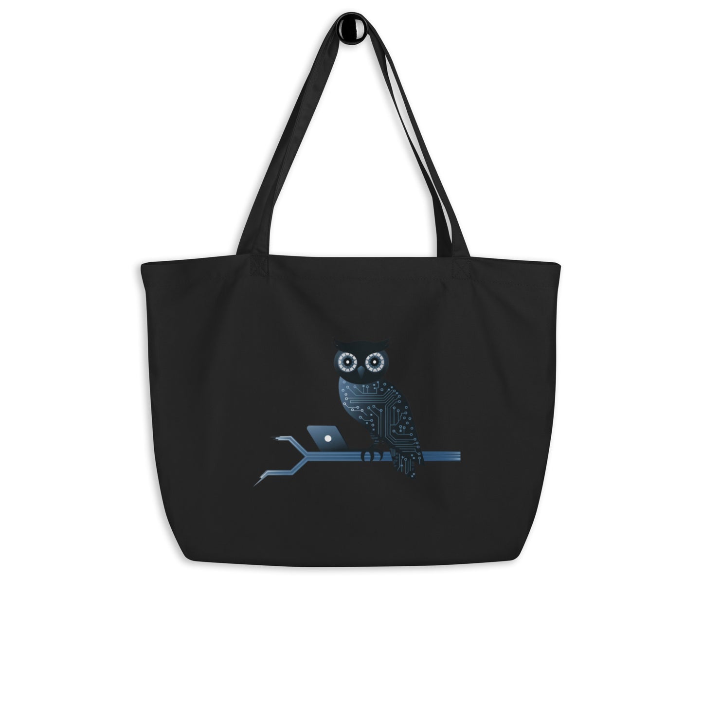 Large Organic Tote Bag: Eco-Friendly and Practical for Owl Lovers Black Dudeily