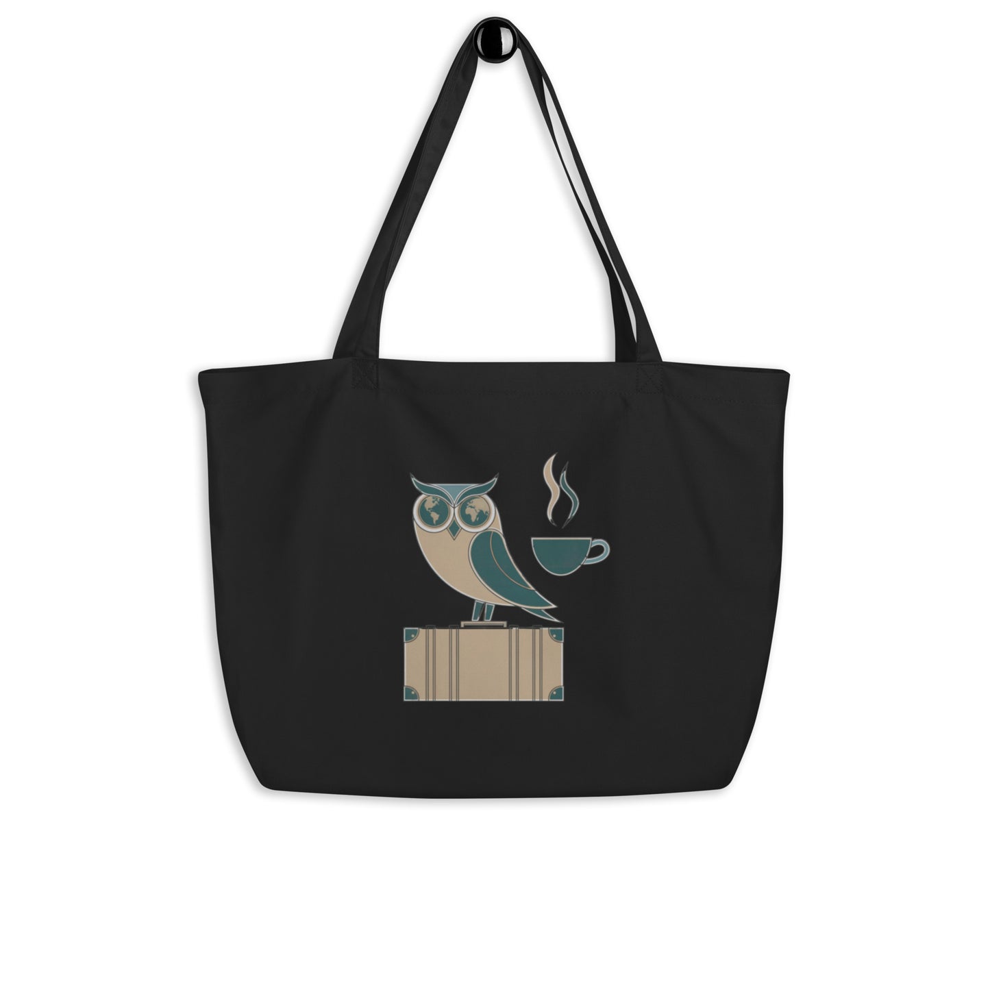 Large Organic Tote Bag: Eco-Conscious, Versatile, and Perfect for Owl Lovers Black Dudeily