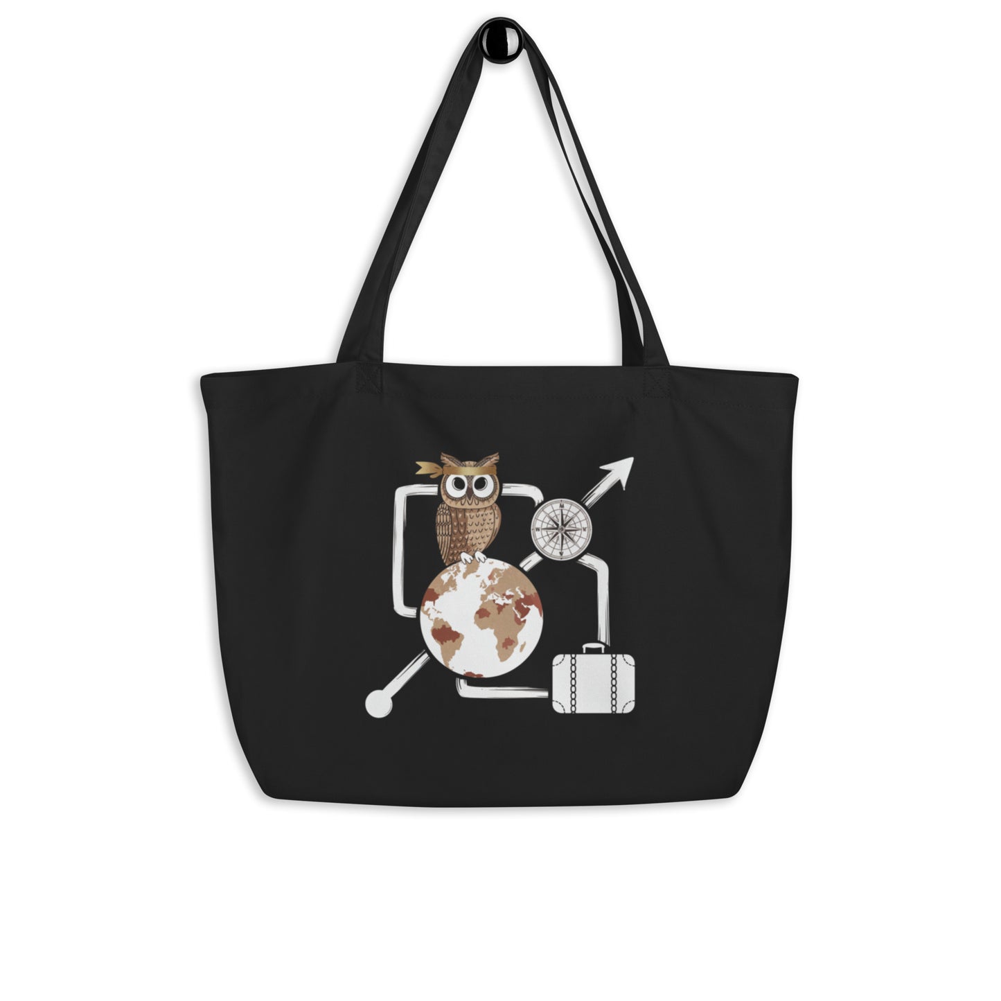 Large Organic Tote Bag: Eco-Conscious and Practical for Owl Lovers Black Dudeily
