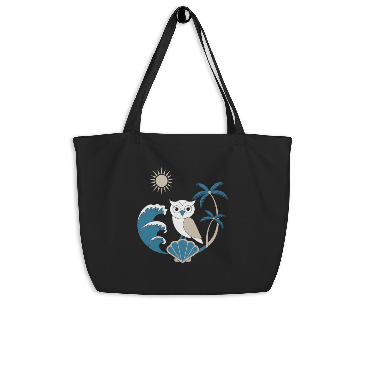 Large Organic Tote Bag: Eco-Friendly, Spacious, and Perfect for Owl Lovers Everywhere Black Dudeily