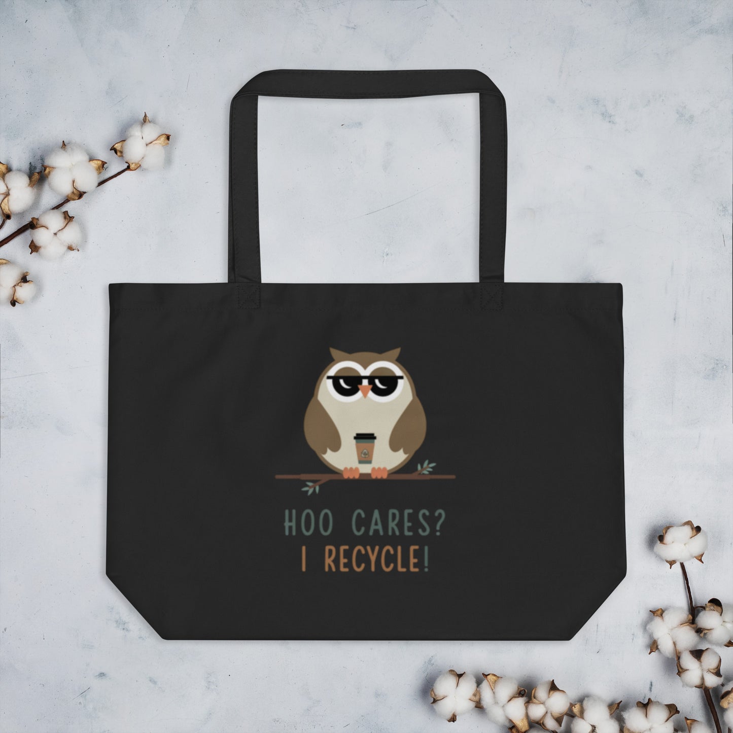 Large Organic Tote Bag | Sustainable & Spacious for Owl Lover Dudeily