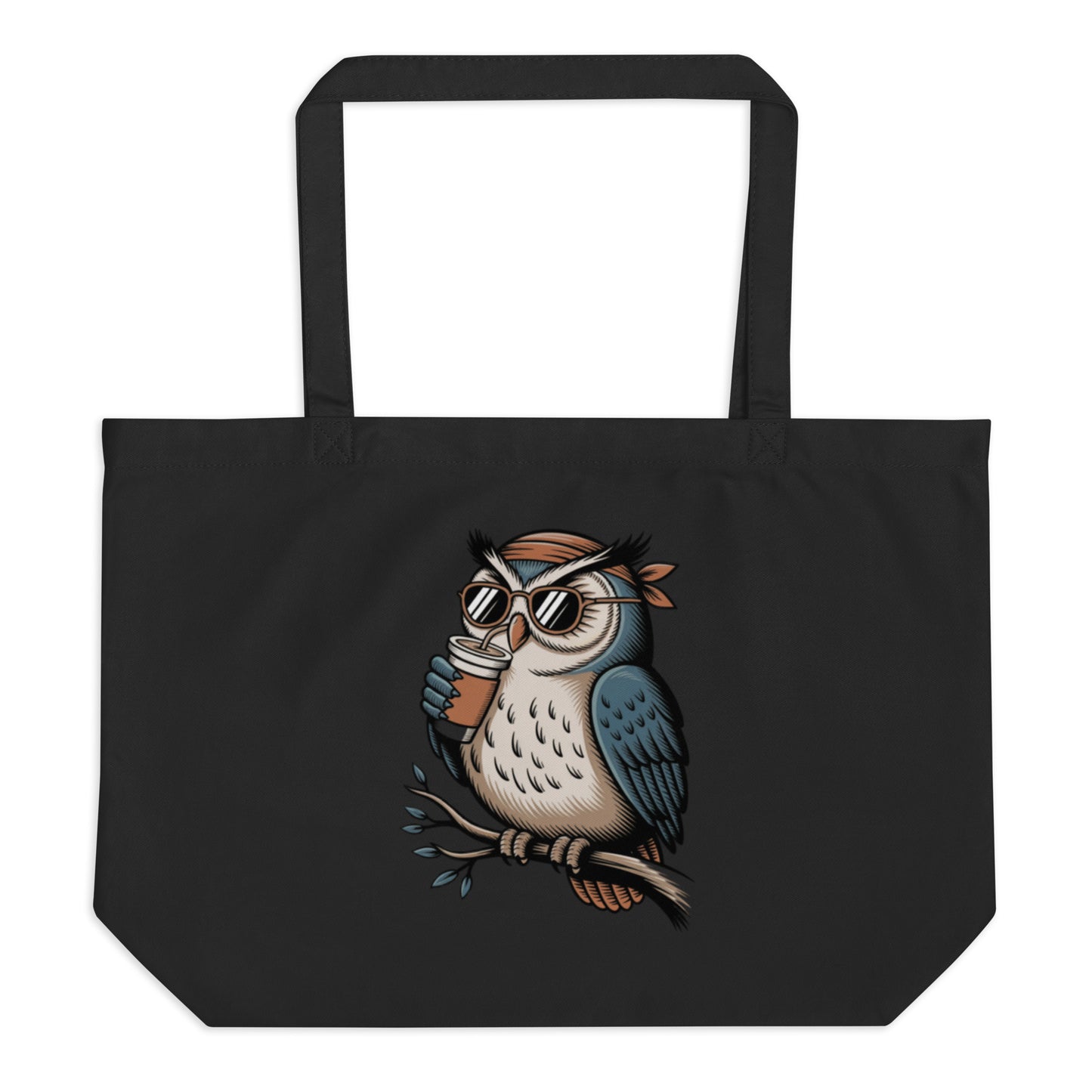 Large Organic Tote Bag | Sustainable & Spacious for owl lover Dudeily