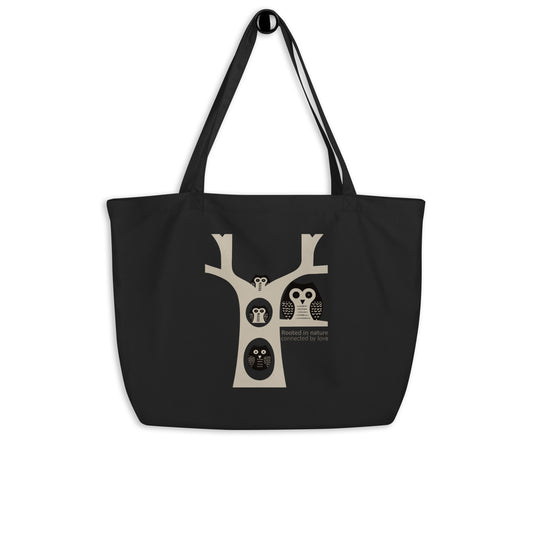 Large Organic Tote Bag – OwlCarry Sustainable Fashion Essential for Family Day Black Dudeily