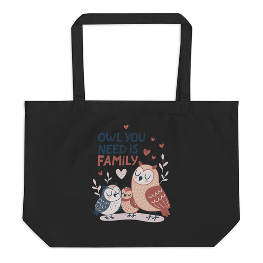 Large Organic Tote Bag – OwlCarry Sustainable Fashion Tote for Family Day Adventures Dudeily