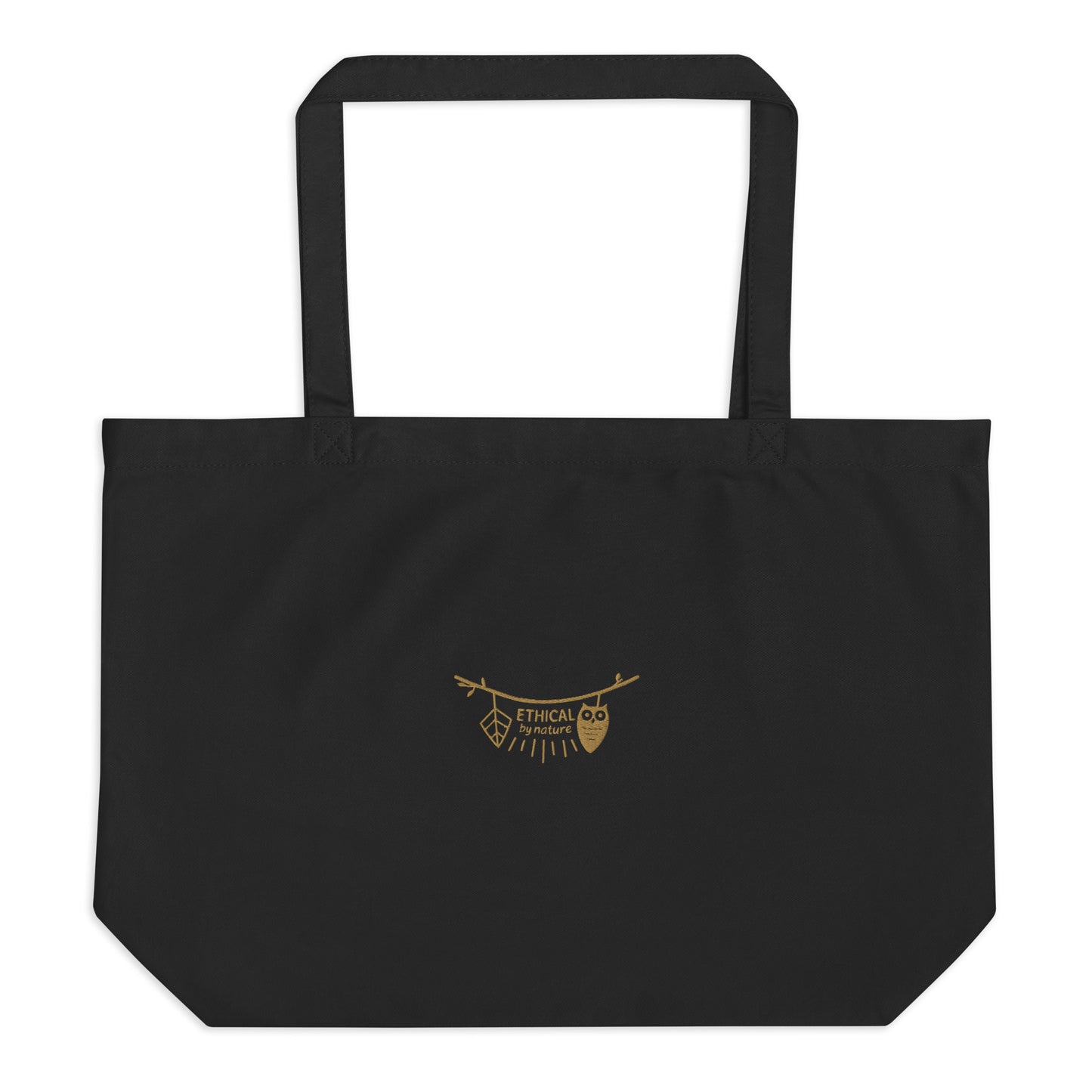 Large Organic Tote Bag: Ethical by Nature | Owl Embroidered Eco-Friendly Fashion USA by Dudeily Dudeily
