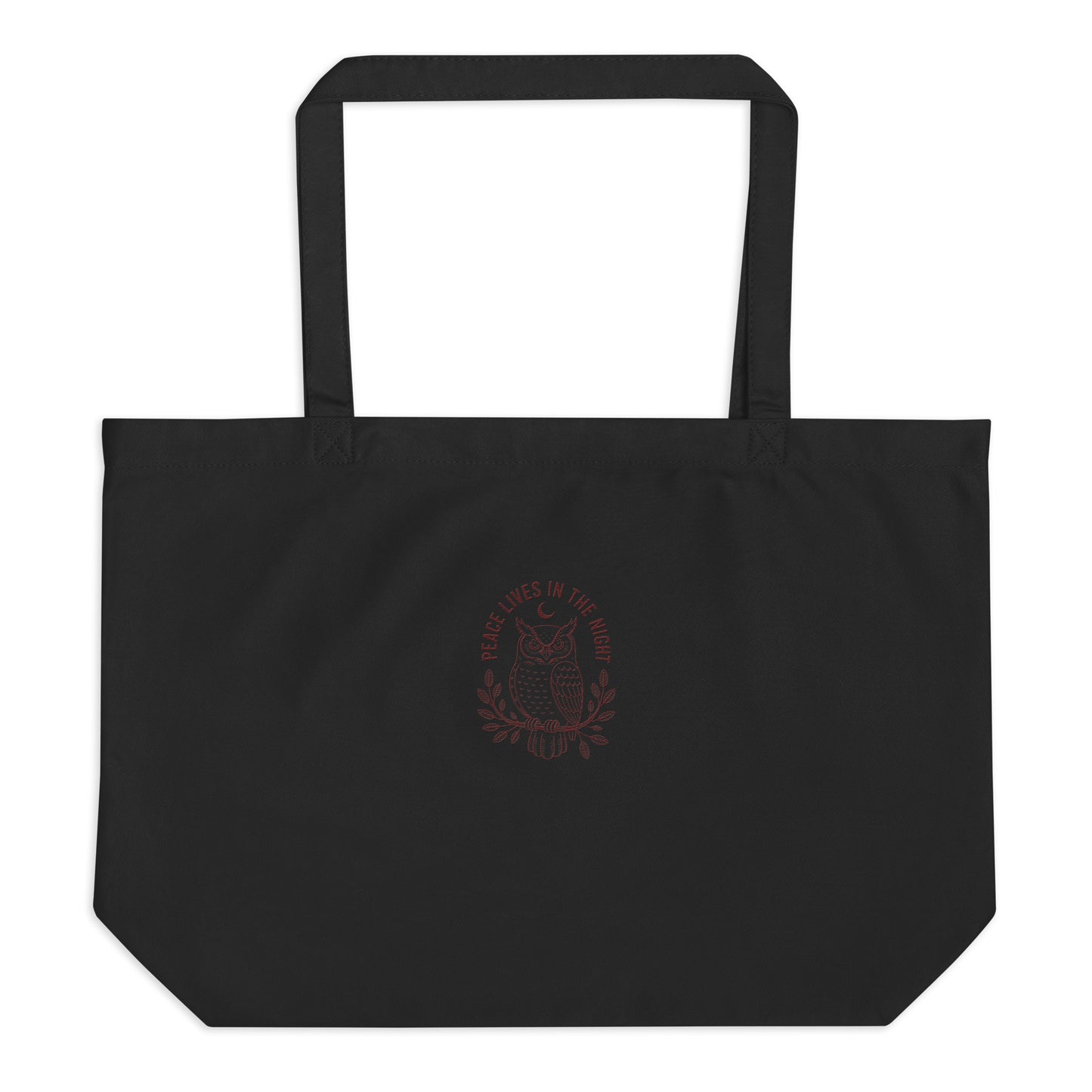 Owl Large Organic Tote Bag – 'Peace Lives in the Night' in Fall | Sustainable Fashion USA Dudeily