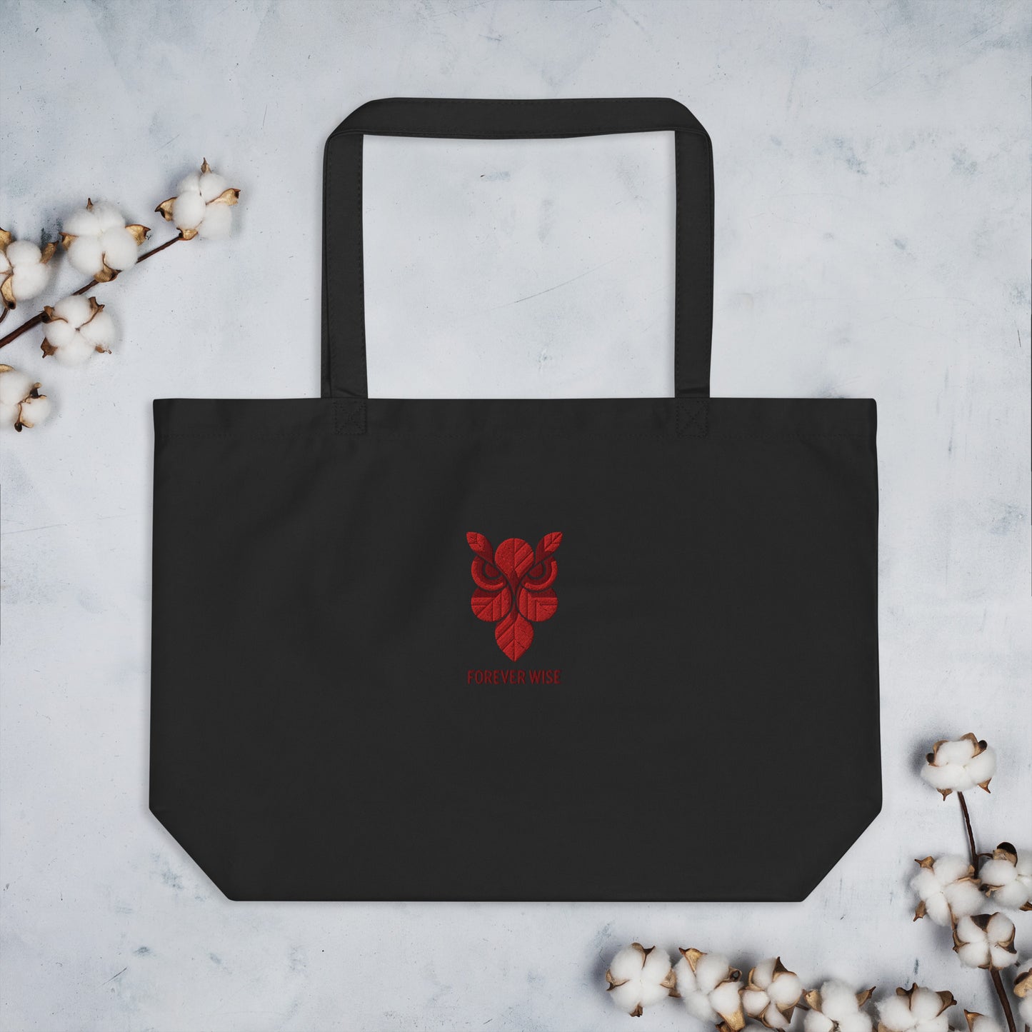 Owl Large Organic Tote Bag: 'Forever Wise' in Fall | Sustainable Fashion USA Dudeily