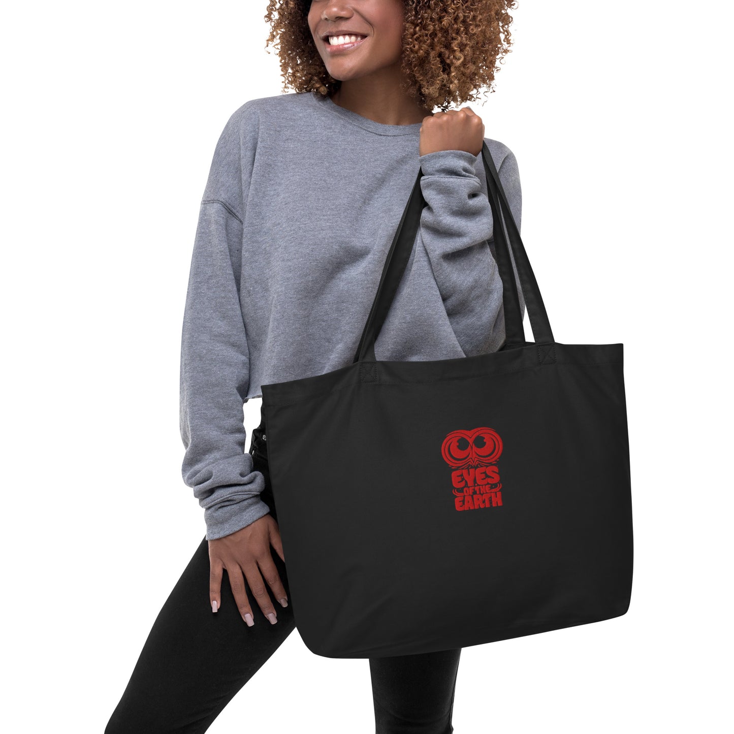 Owl Large Organic Tote Bag: 'Eyes of the Earth' in Fall | Sustainable Fashion USA Dudeily
