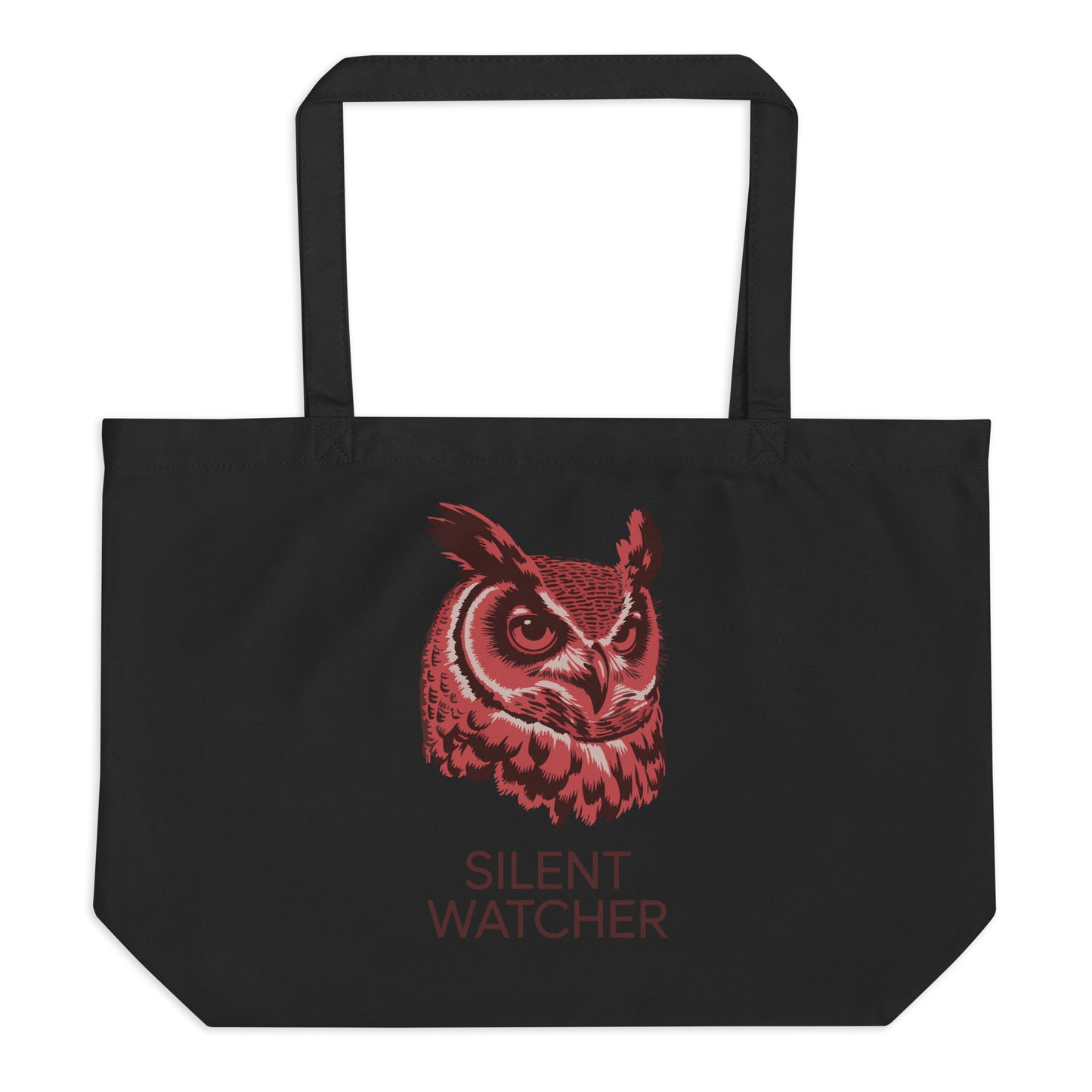 Large Organic Tote Bag: 'Silent Watcher' in Fall | Sustainable Owl Fashion USA Dudeily