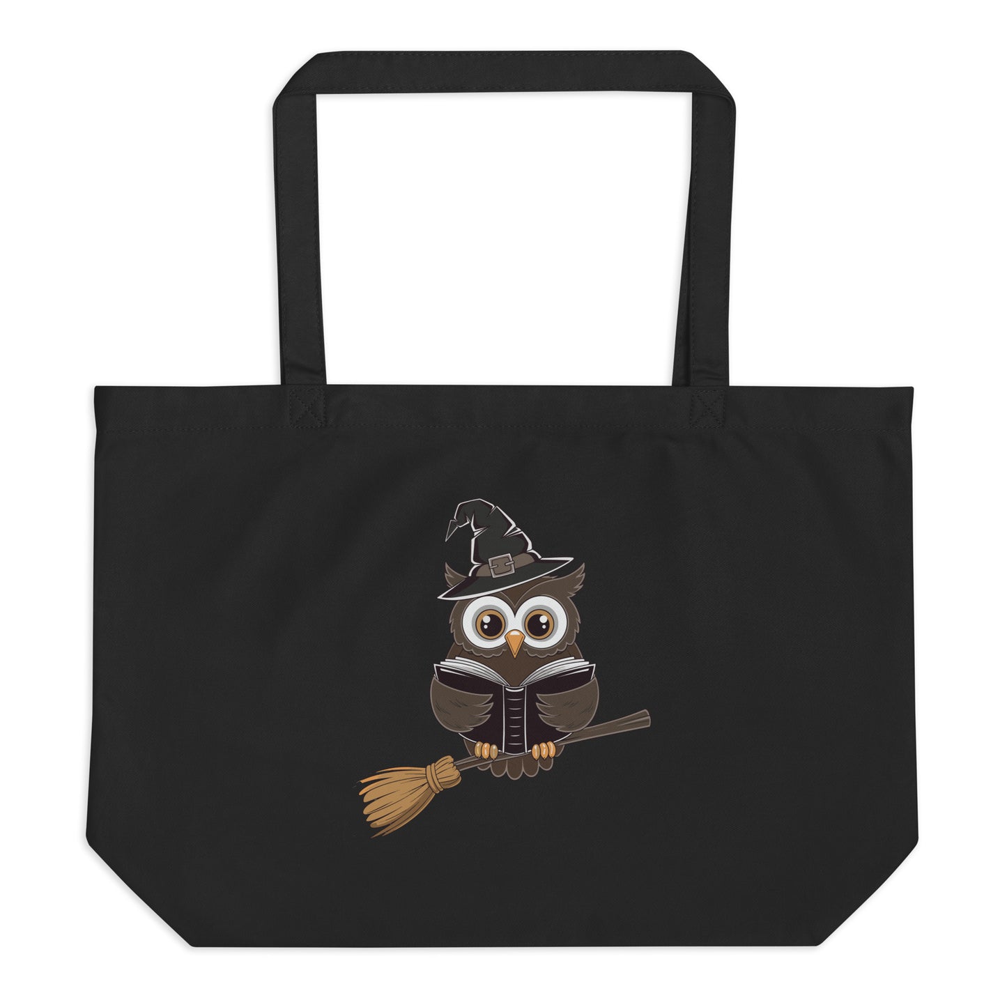 Large Organic Tote Bag: Halloween Owl Eco-Friendly Fall Fashion USA Dudeily