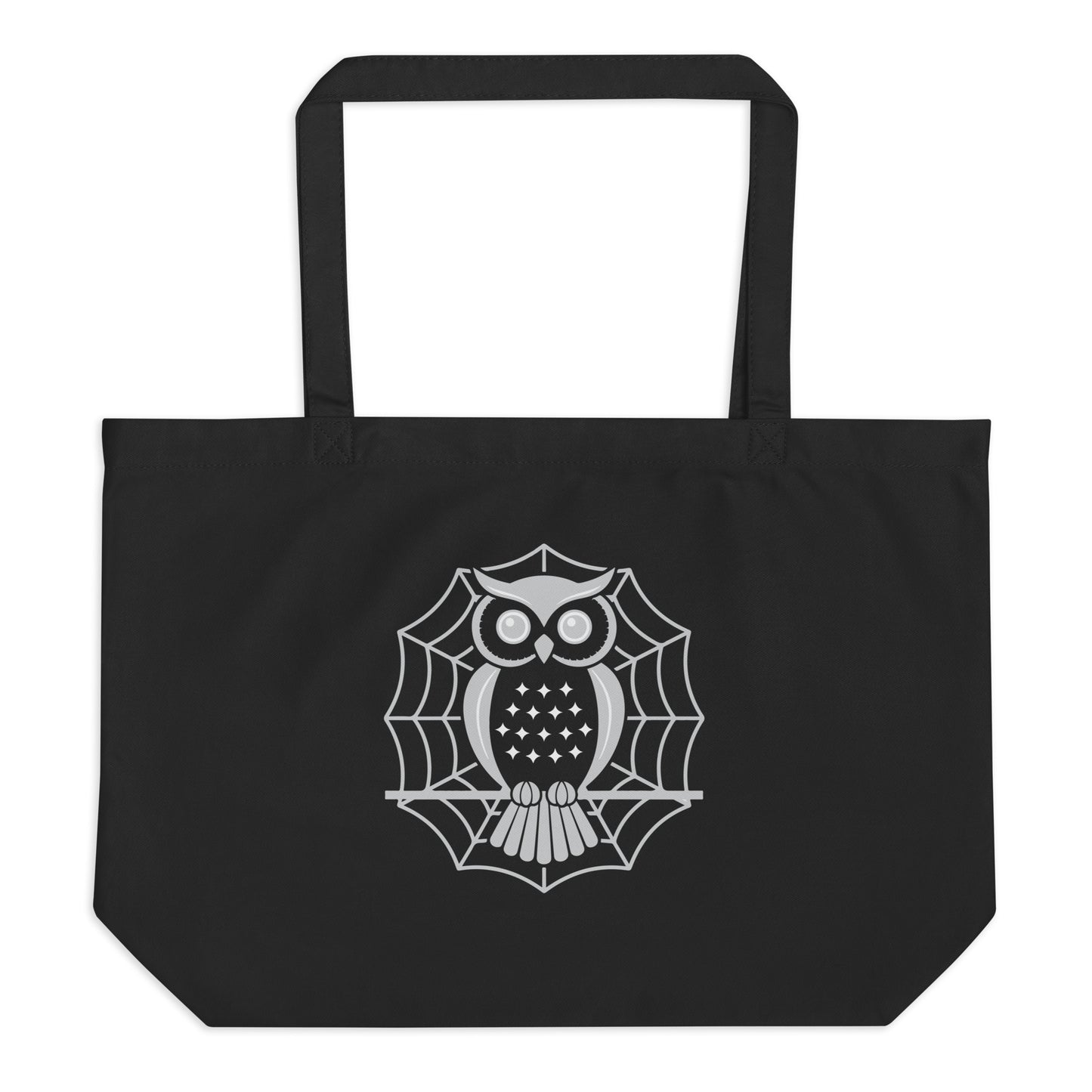 Large Organic Tote Bag: Halloween Owl Eco-Friendly Sustainable USA Dudeily