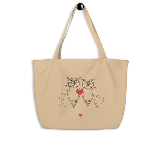 Owl-Themed Large Organic Tote Bag | Eco-Friendly & Stylish Dudeily