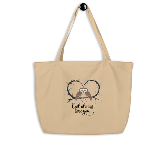 Owl-Themed Large Organic Tote Bag | Eco-Friendly & Stylish Dudeily