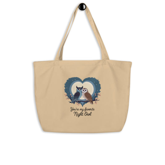 Owl-Themed Large Organic Tote Bag | Stylish and Eco-Friendly Dudeily