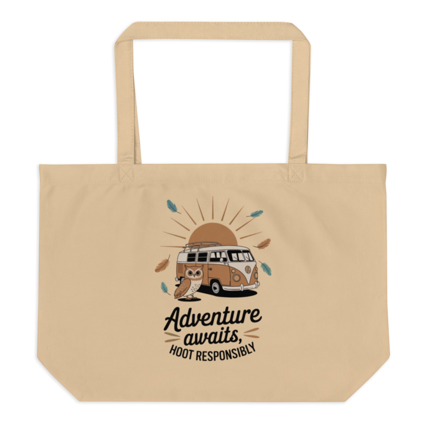 Large Organic Tote Bag | Owl Themed Spacious for Sustainable Fashion Dudeily
