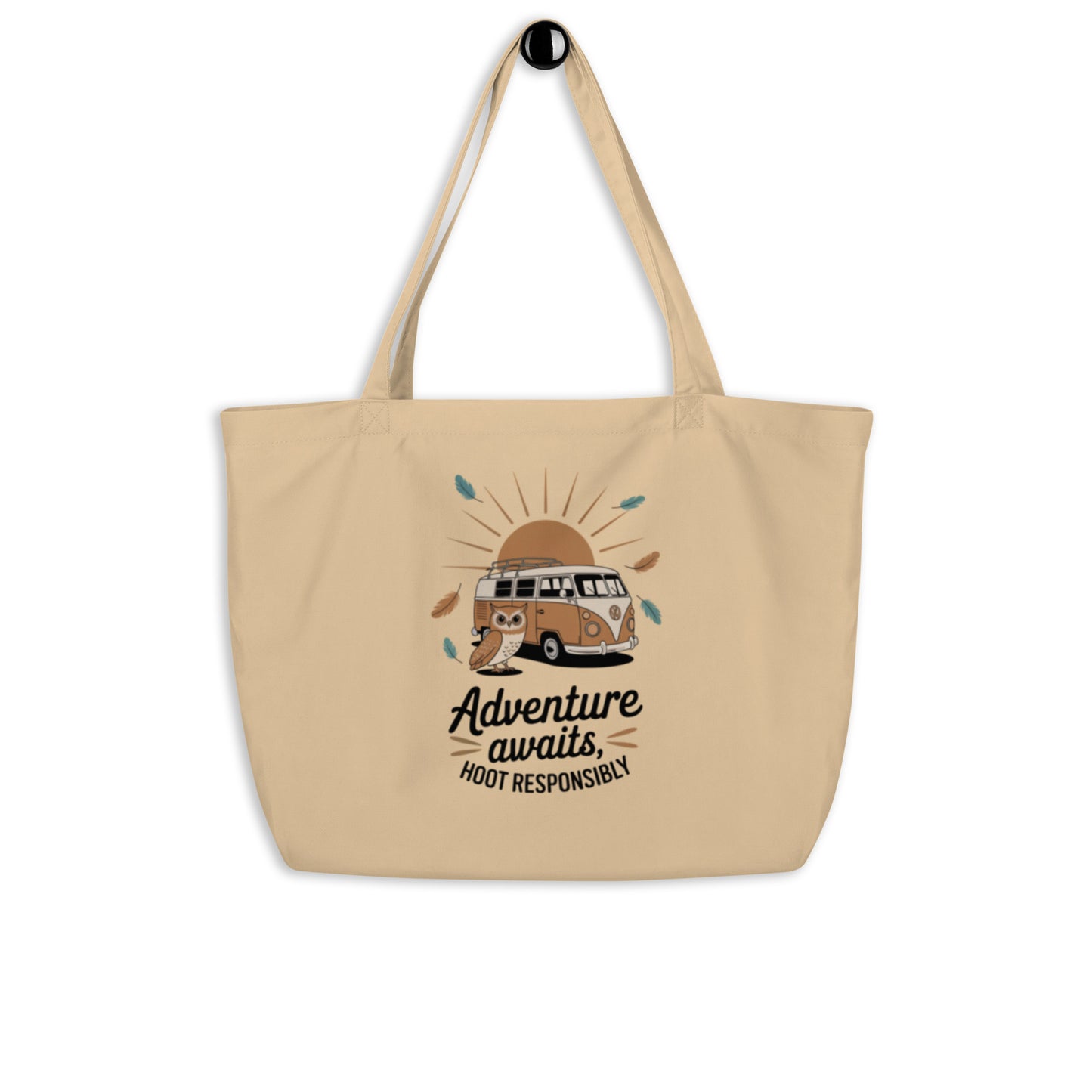 Large Organic Tote Bag | Owl Themed Spacious for Sustainable Fashion Dudeily