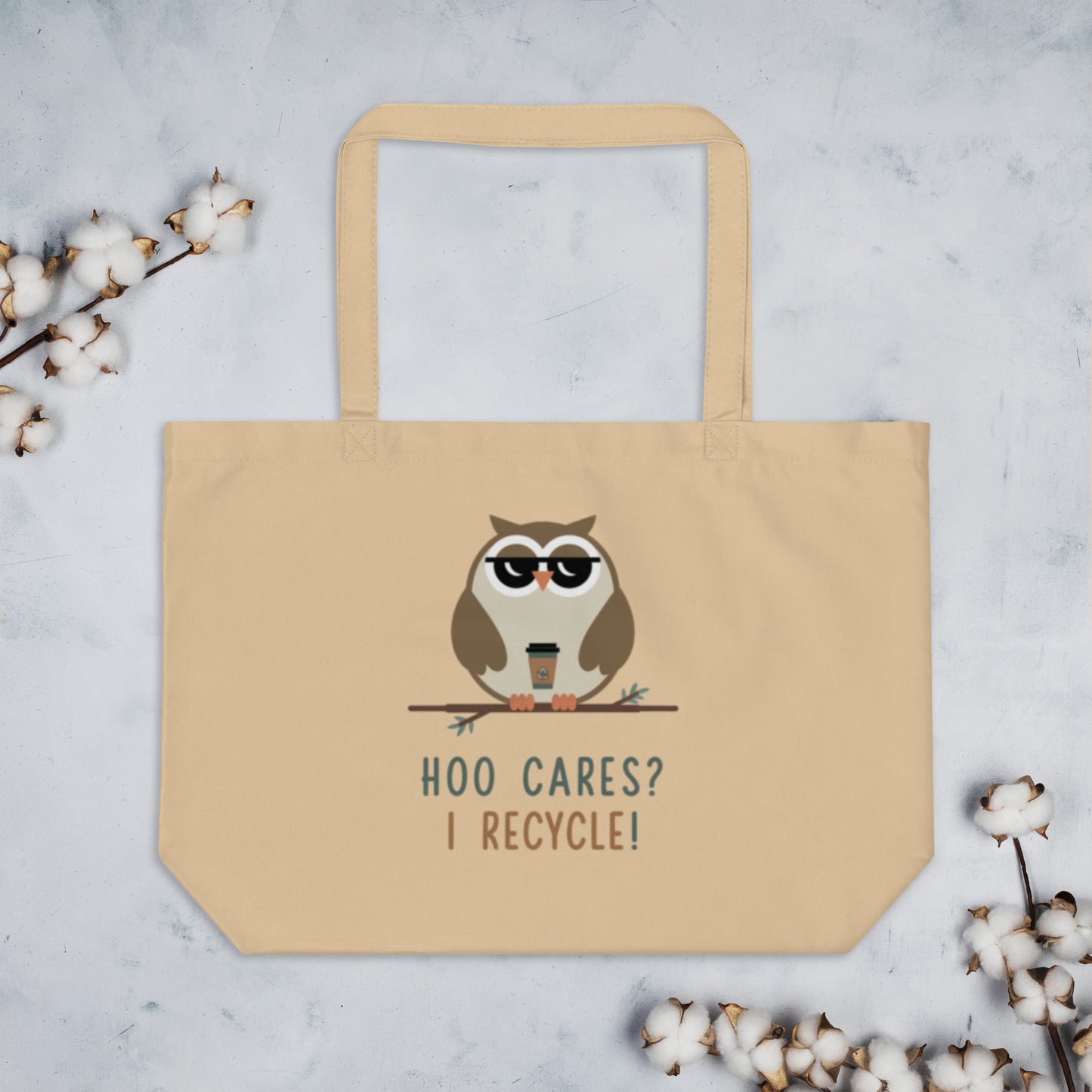 Large Organic Tote Bag | Sustainable & Spacious for Owl Lover Dudeily