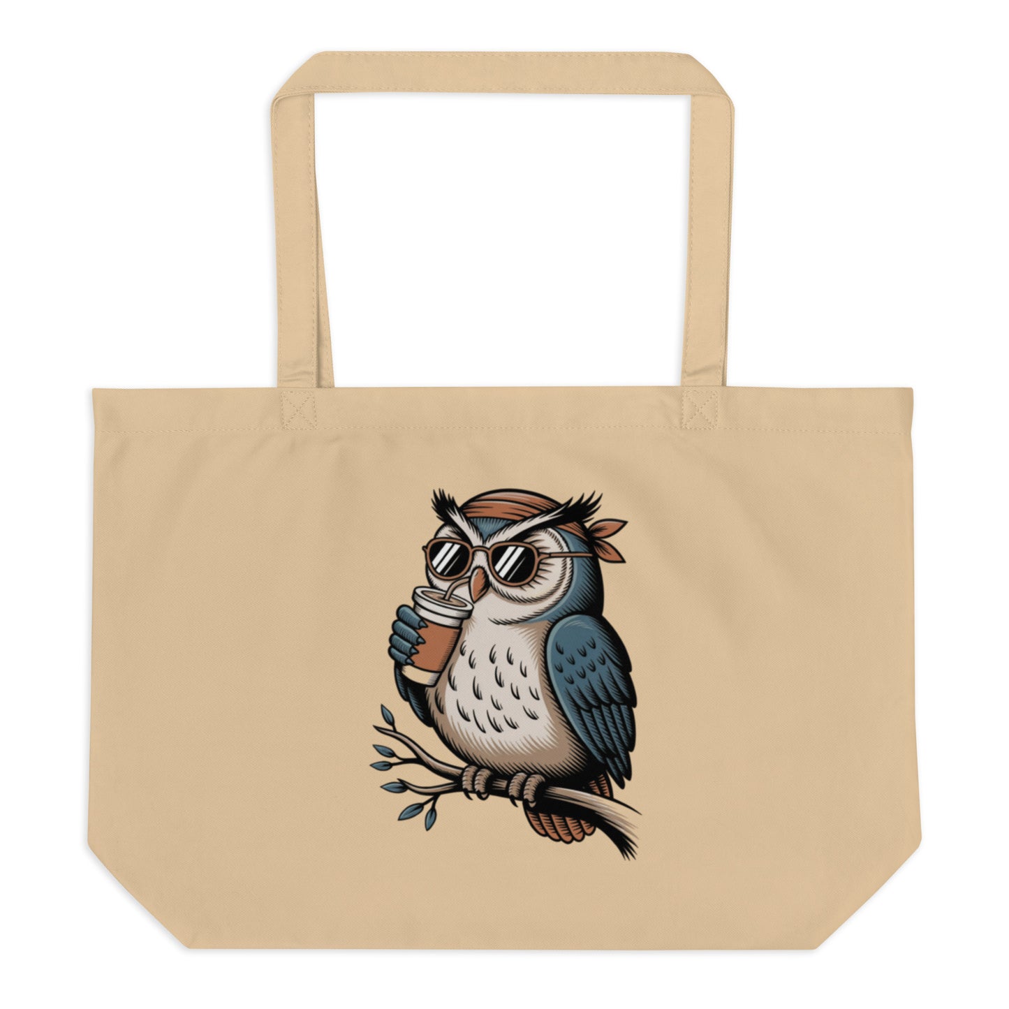 Large Organic Tote Bag | Sustainable & Spacious for owl lover Dudeily