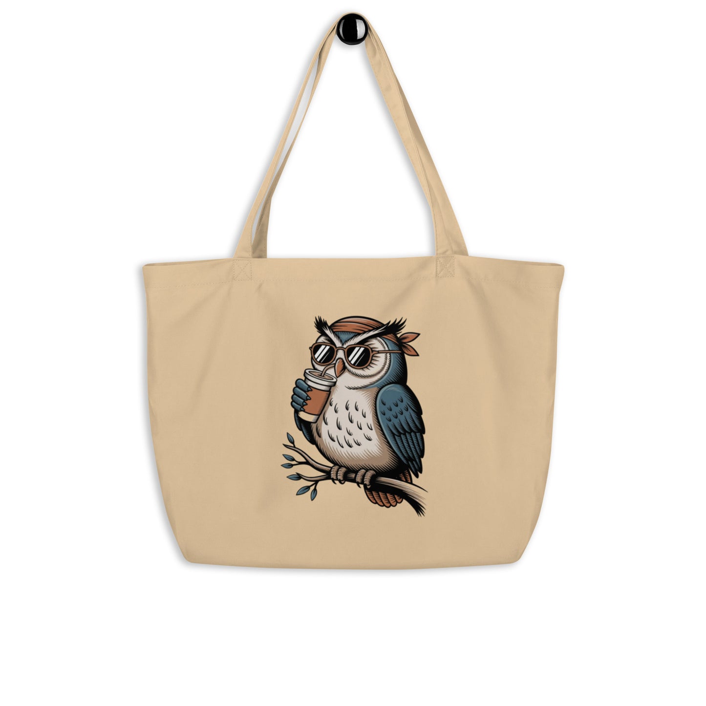Large Organic Tote Bag | Sustainable & Spacious for owl lover Dudeily