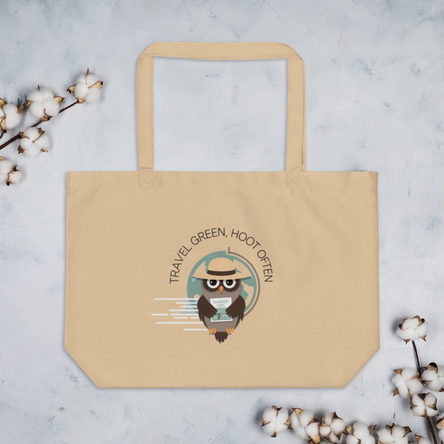 Large Organic Tote Bag | Owl Themed Sustainable & Spacious Dudeily