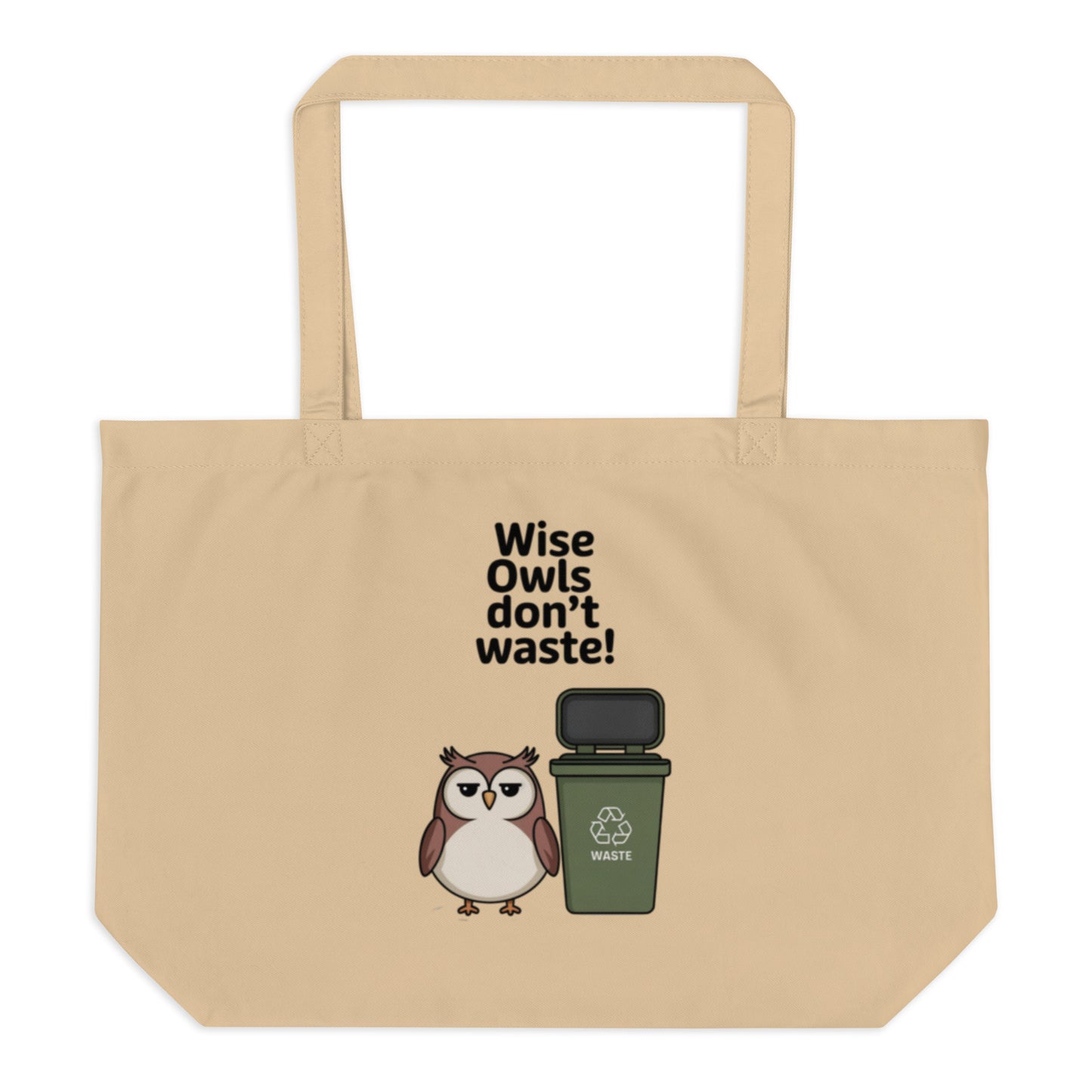 Large Organic Tote Bag | Owl Themed Sustainable & Spacious Dudeily