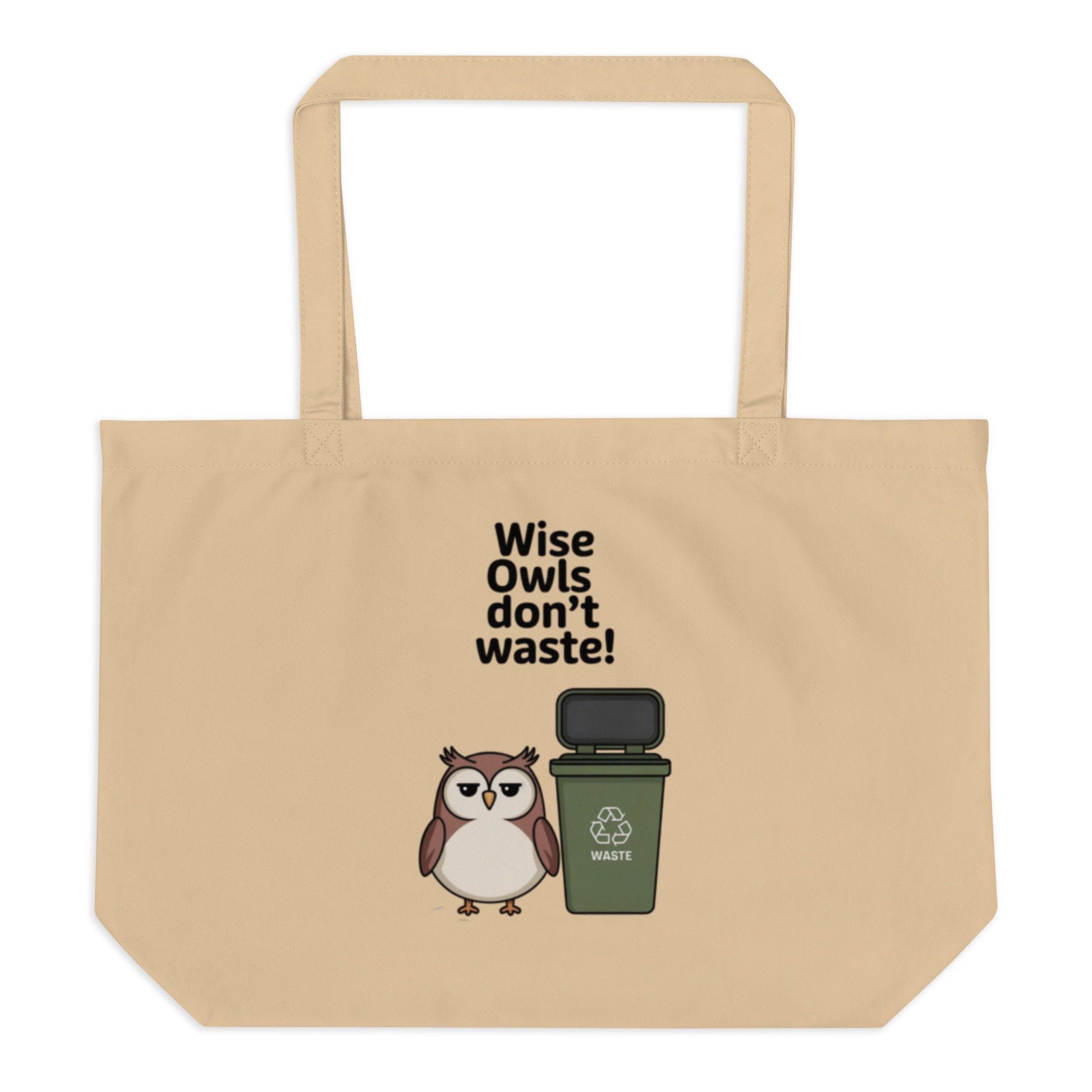 Large Organic Tote Bag | Owl Themed Sustainable & Spacious Dudeily