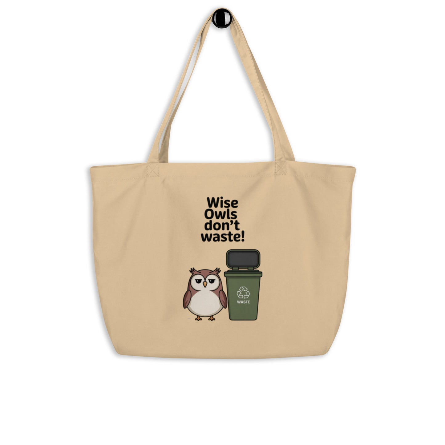 Large Organic Tote Bag | Owl Themed Sustainable & Spacious Dudeily