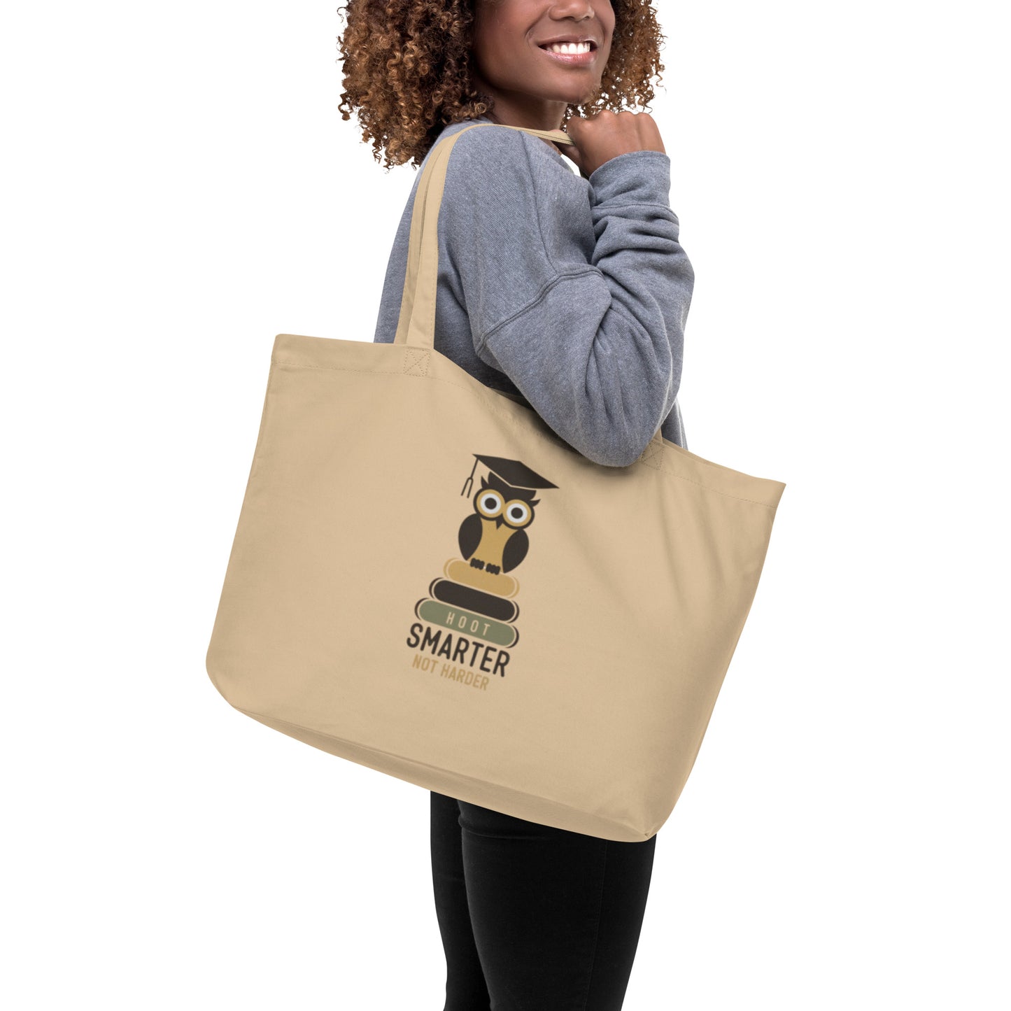 Large Organic Owl Tote Bag | Owl themed Sustainable Fashion & Spacious Design Dudeily