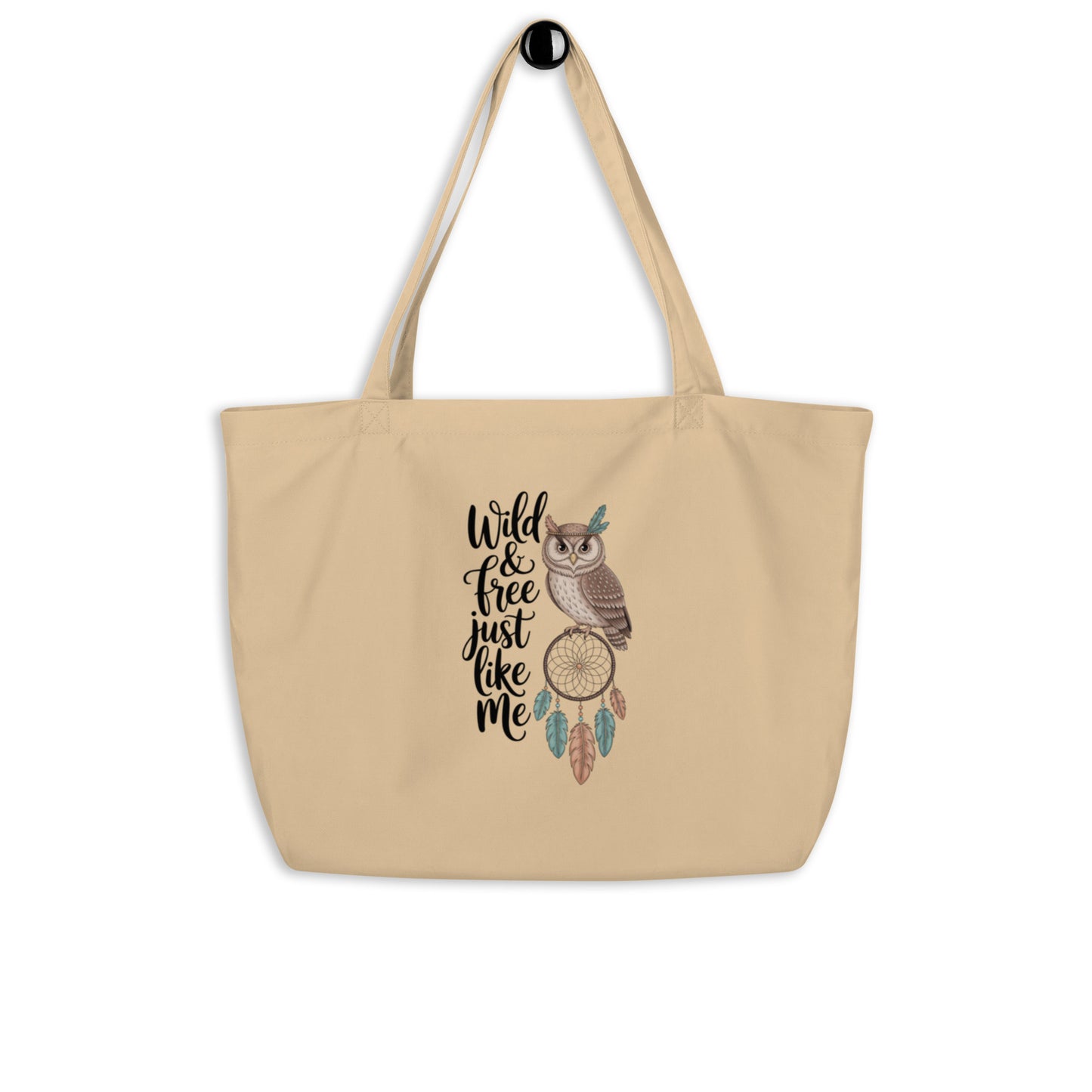 Large Organic Tote Bag | Sustainable Fashion Owl Themed & Spacious Dudeily