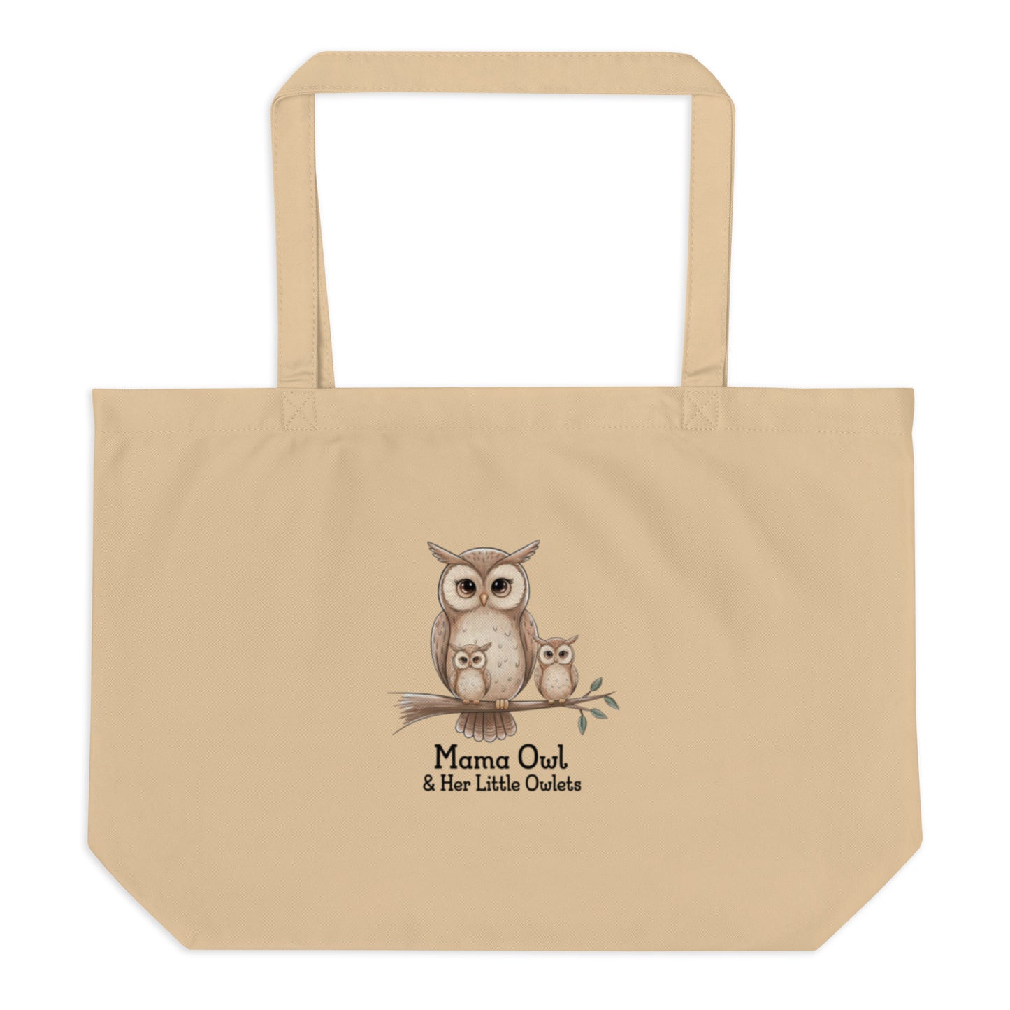 Large Organic Tote Bag – Owl-Themed Eco-Friendly Reusable Shopping Bag Dudeily
