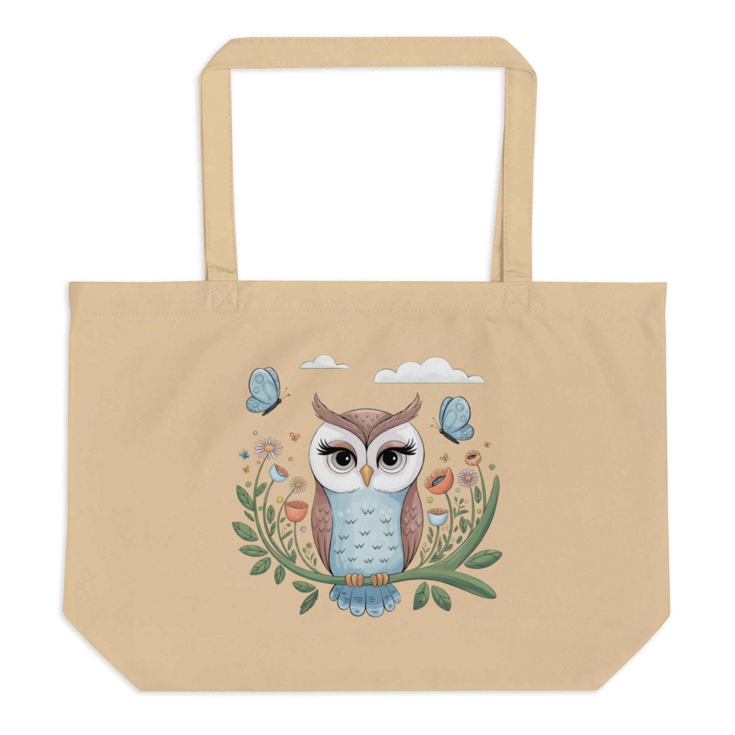 Owl Large Eco-Friendly Organic Tote Bags - Durable & Roomy Shopping Solution Dudeily